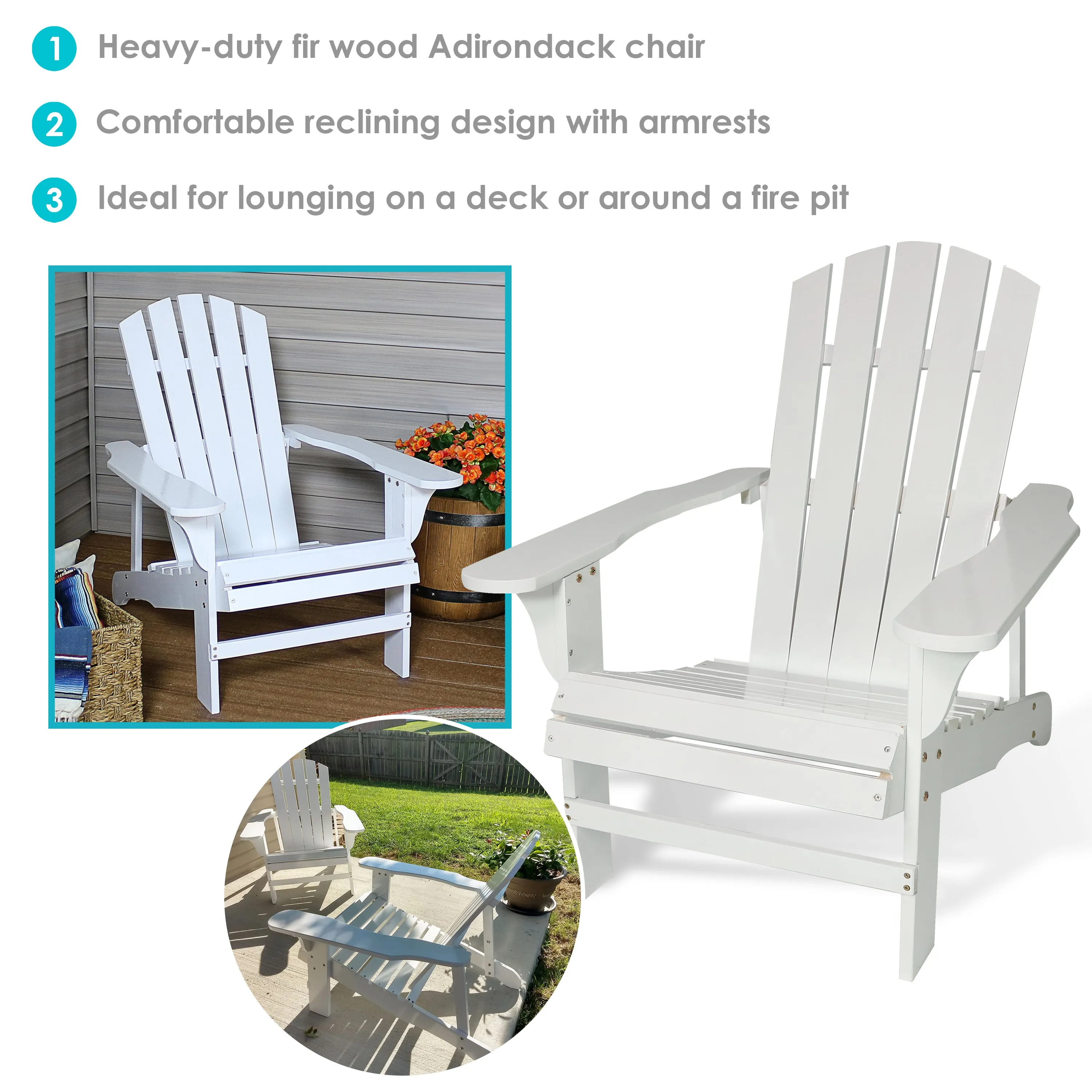 Sunnydaze Coastal Bliss Wooden Adirondack Chair