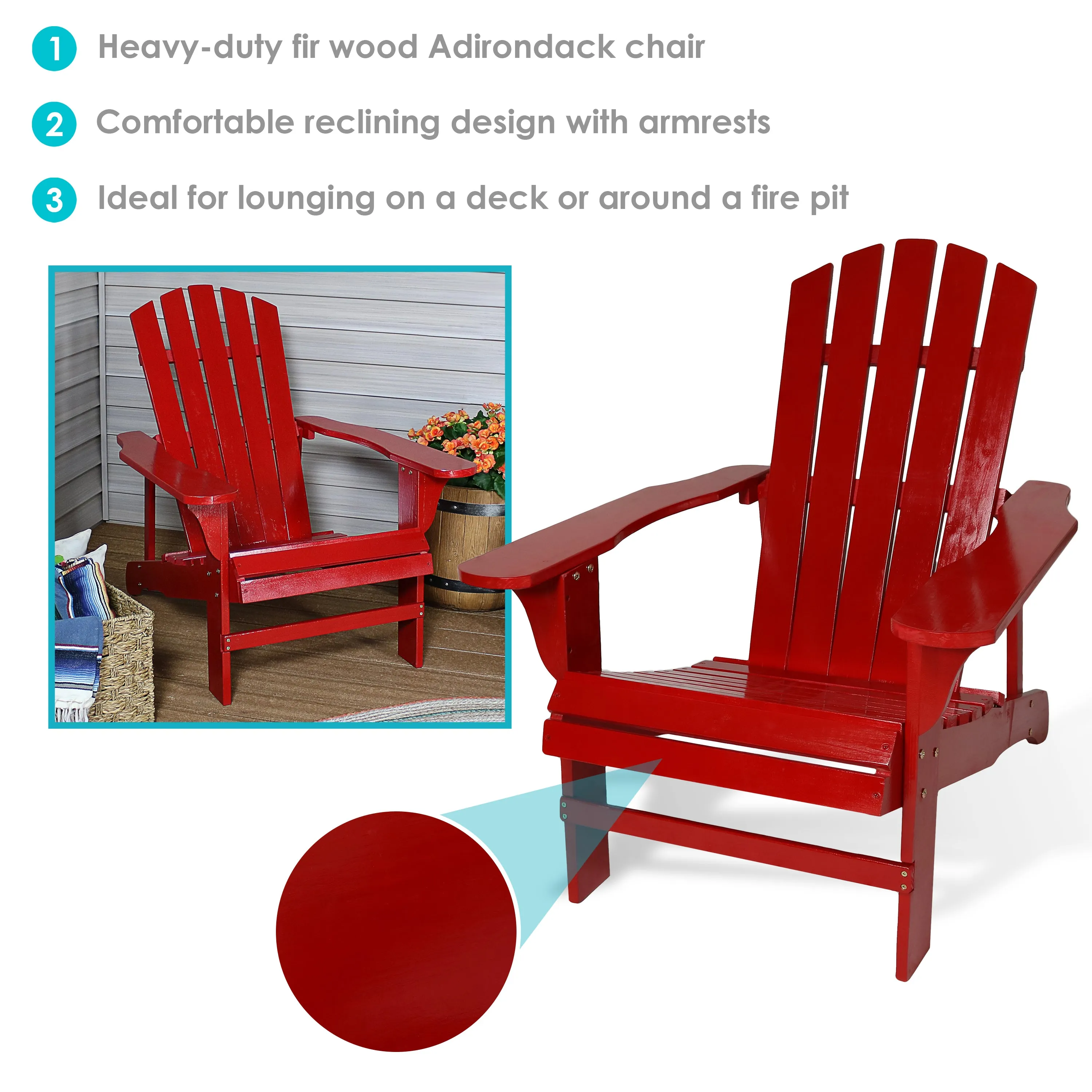 Sunnydaze Coastal Bliss Wooden Adirondack Chair