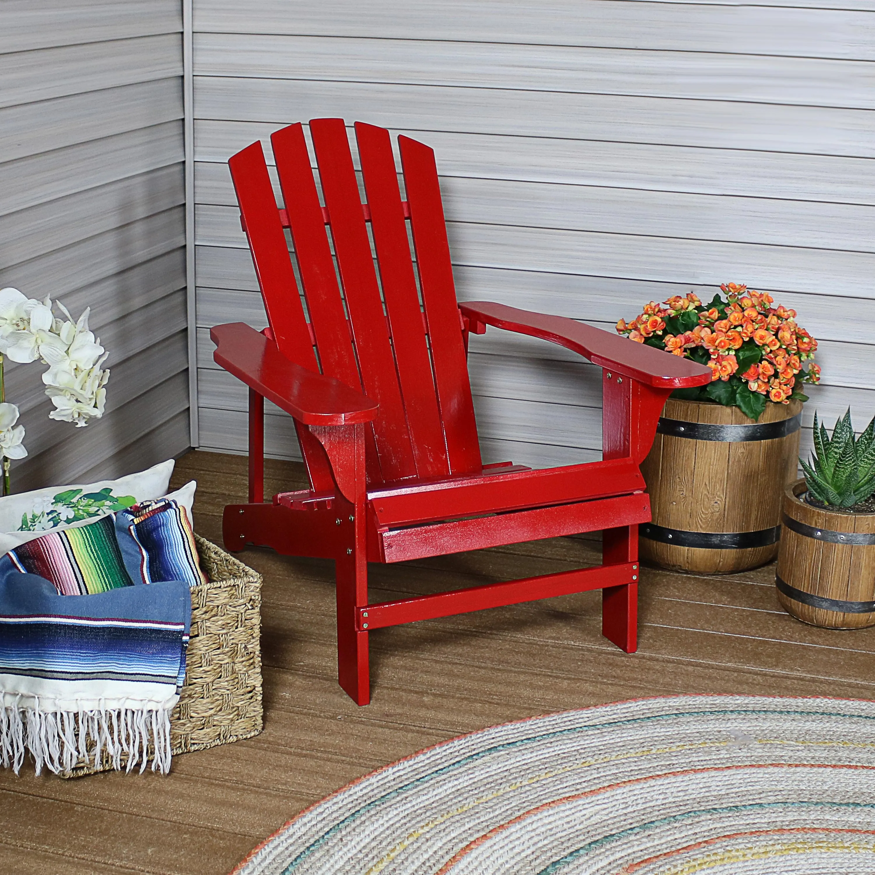 Sunnydaze Coastal Bliss Wooden Adirondack Chair