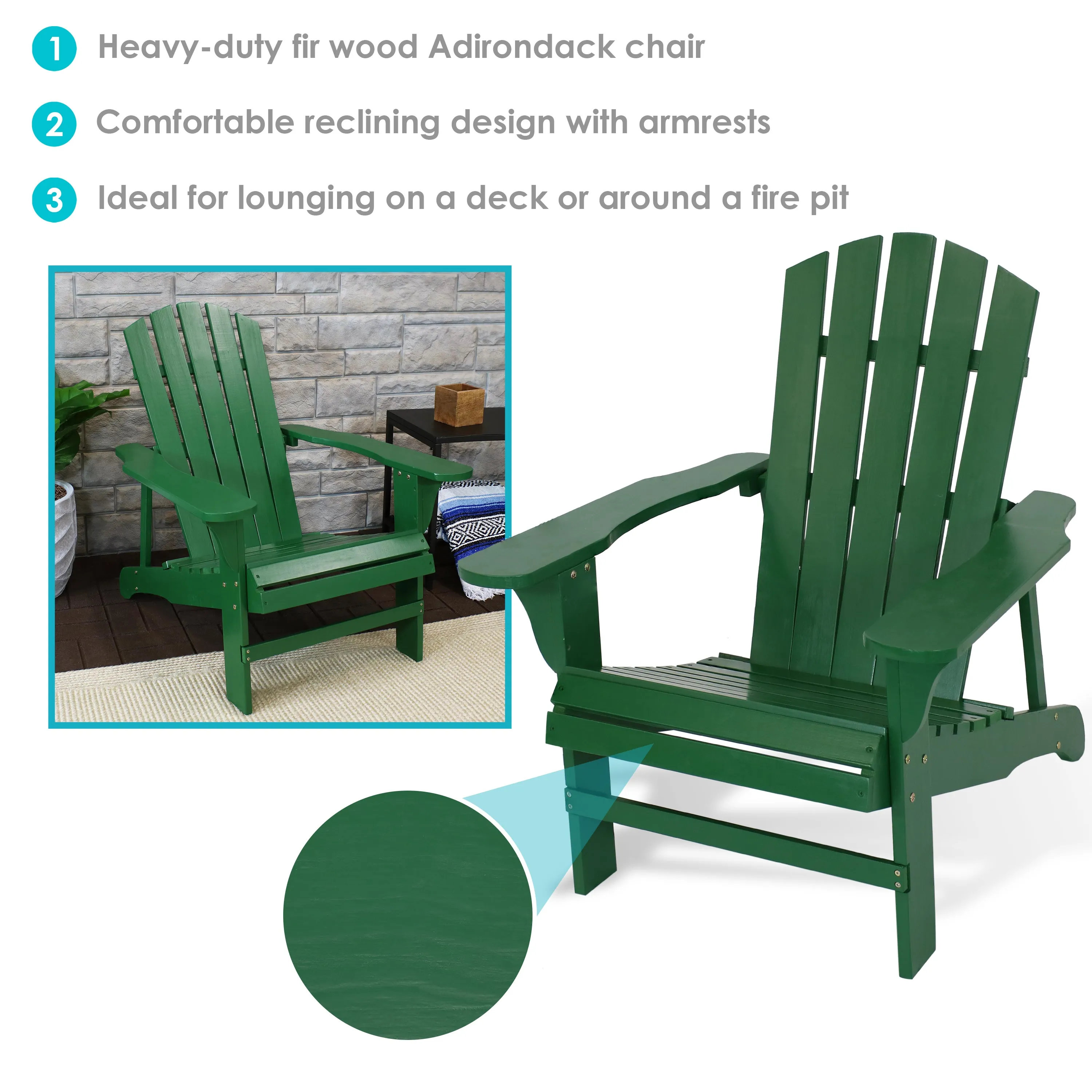 Sunnydaze Coastal Bliss Wooden Adirondack Chair