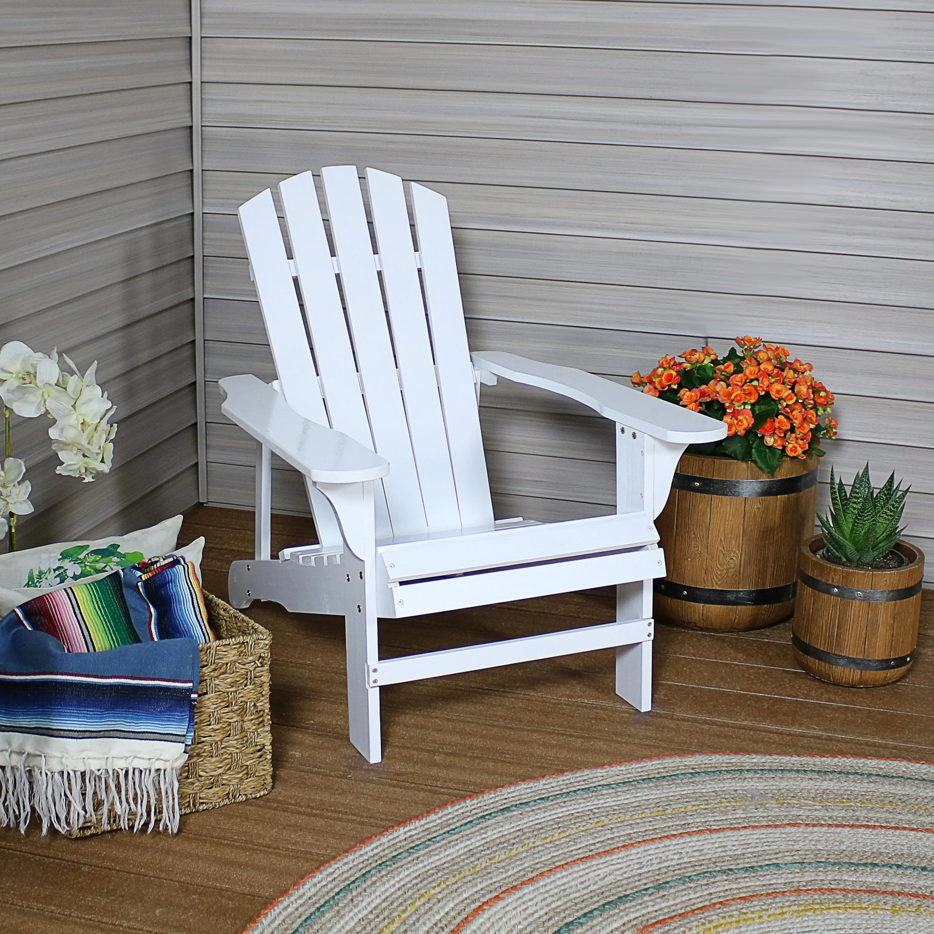 Sunnydaze Coastal Bliss Wooden Adirondack Chair