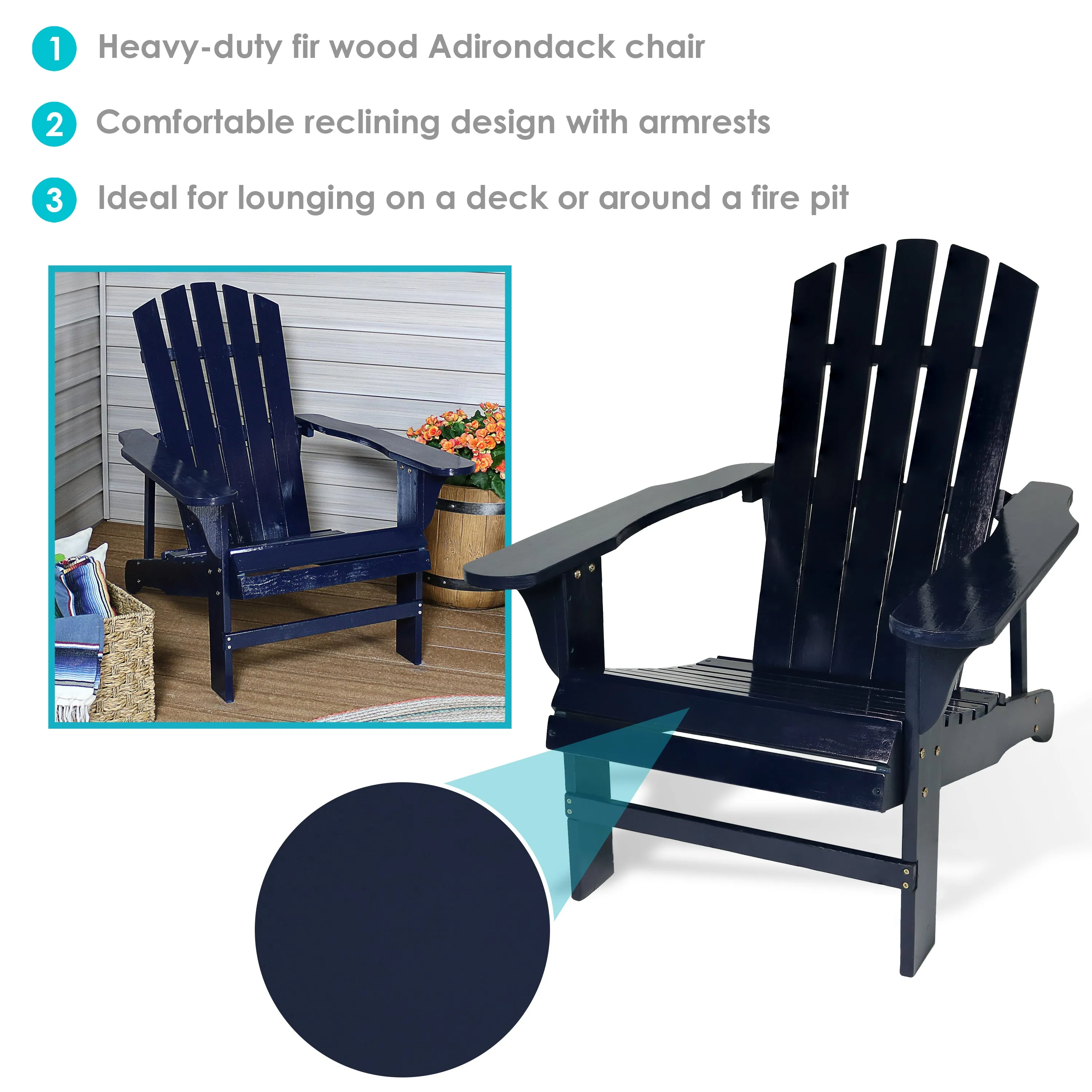 Sunnydaze Coastal Bliss Wooden Adirondack Chair