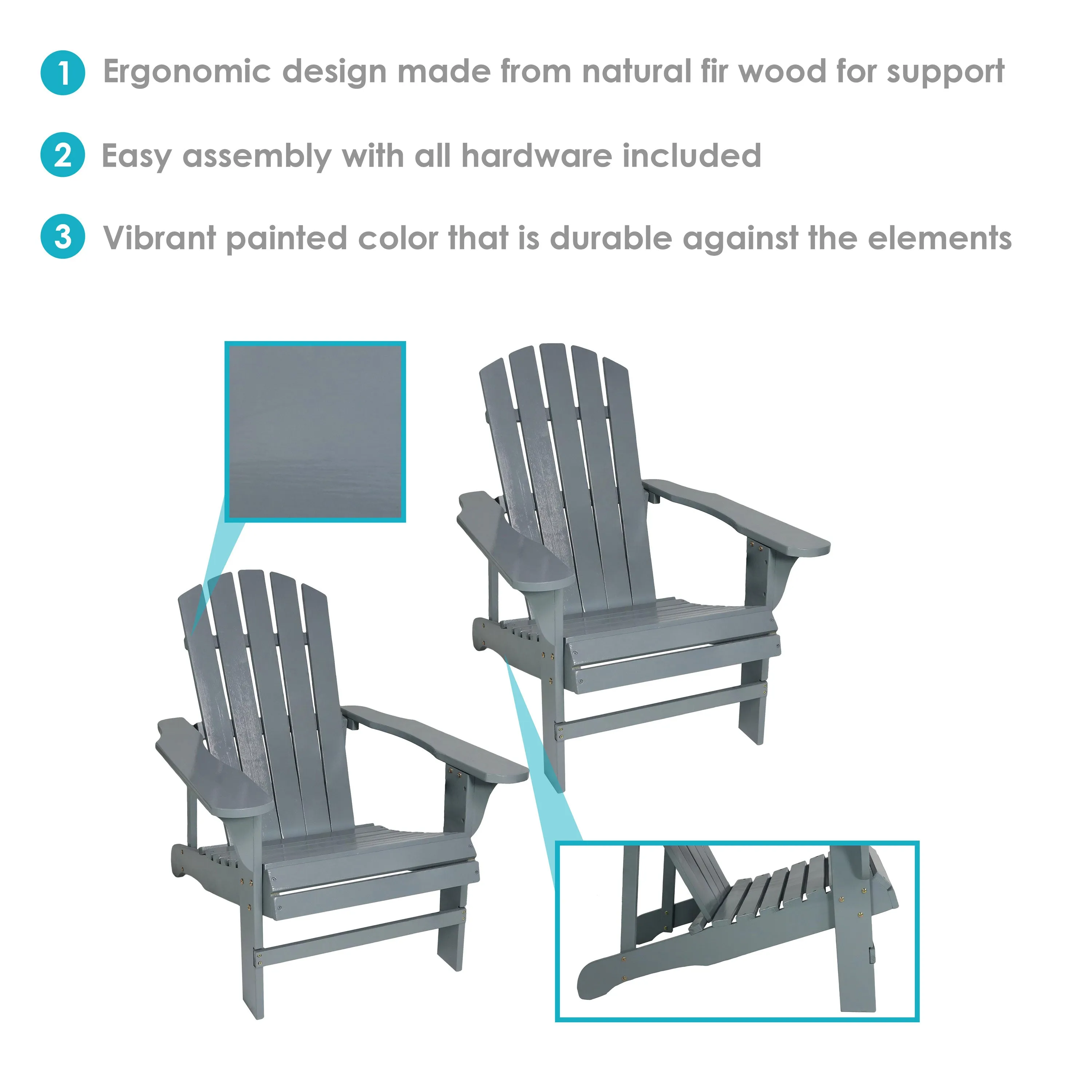 Sunnydaze Coastal Bliss Wooden Adirondack Chair