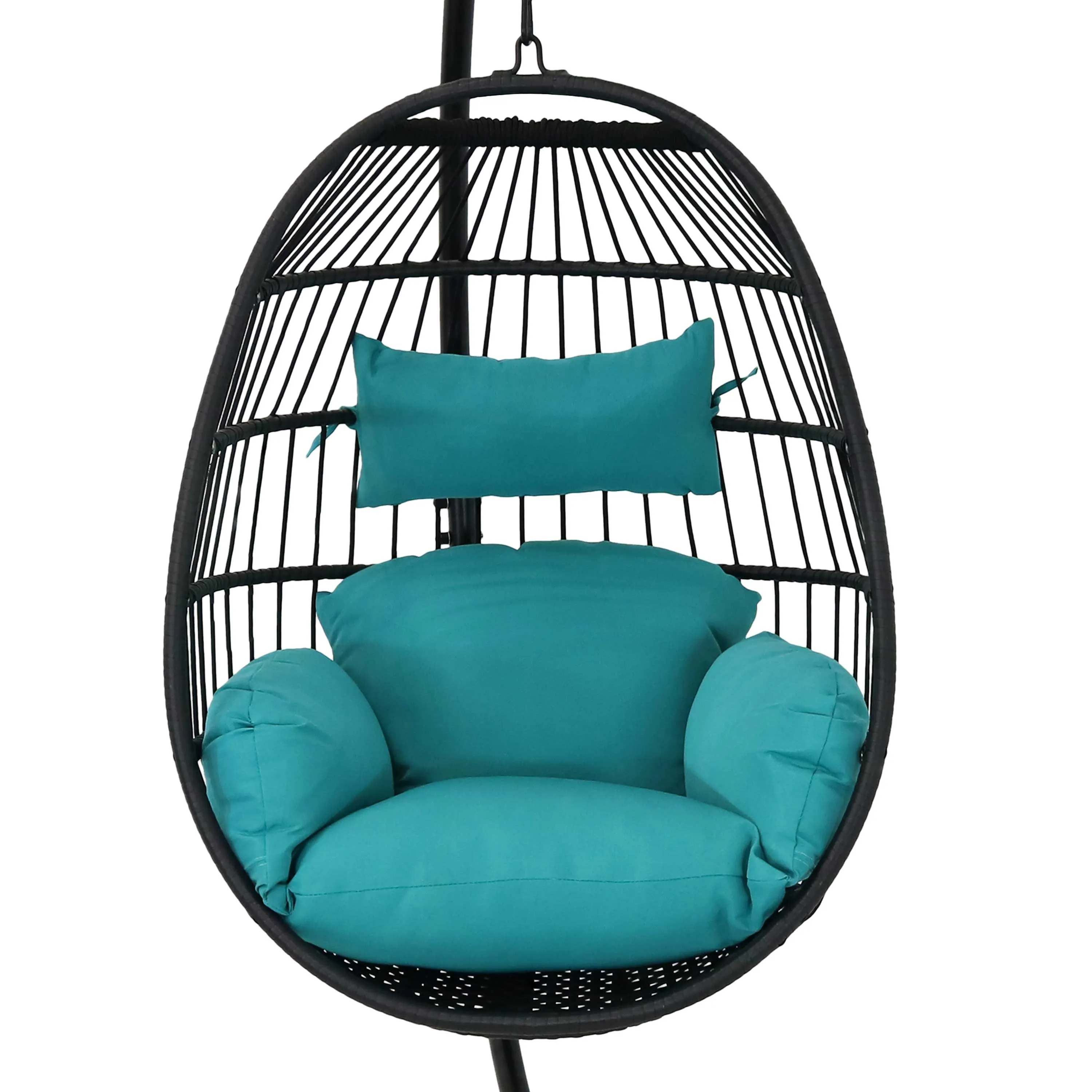 Sunnydaze Dalia Outdoor Hanging Egg Chair with Stand and Cushion - 81"