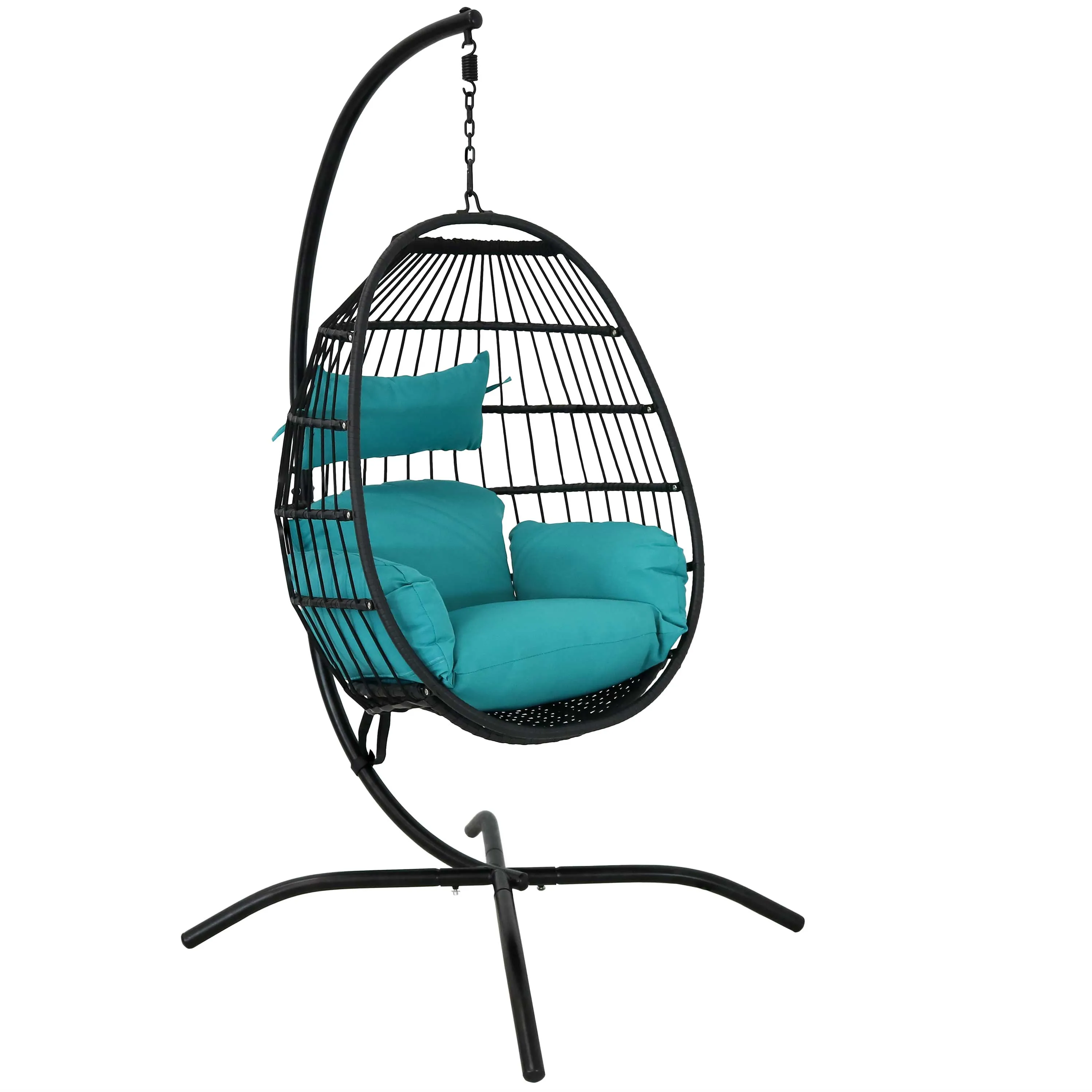 Sunnydaze Dalia Outdoor Hanging Egg Chair with Stand and Cushion - 81"