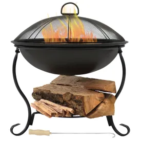 Sunnydaze Elegant Steel Fire Pit with Spark Screen - 18"