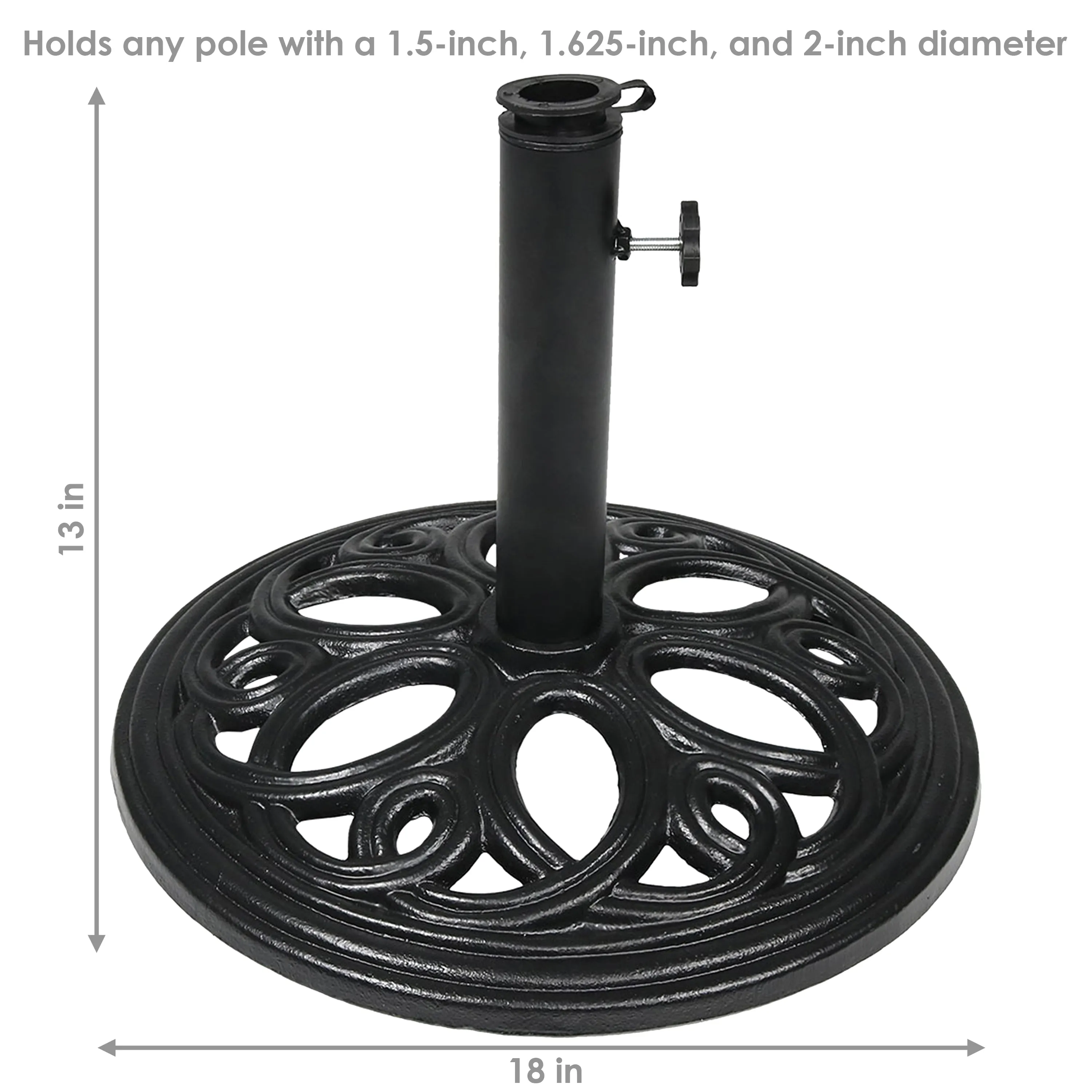 Sunnydaze Heavy-Duty Cast Iron Outdoor Patio Umbrella Base Stand - 18"