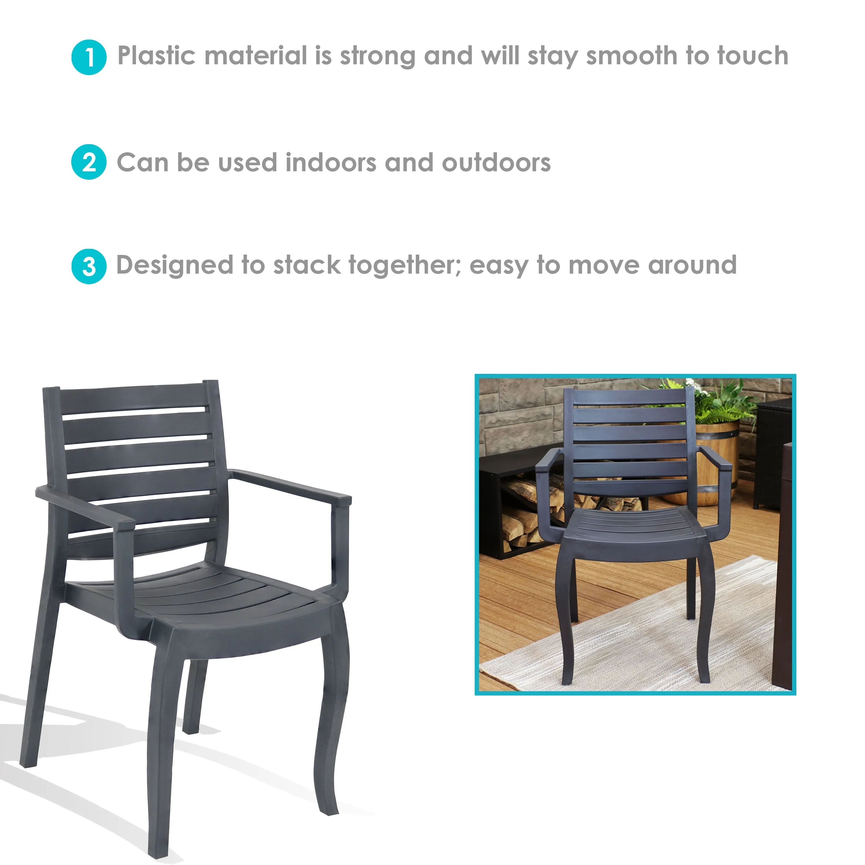 Sunnydaze Illias Plastic Outdoor Dining Armchair