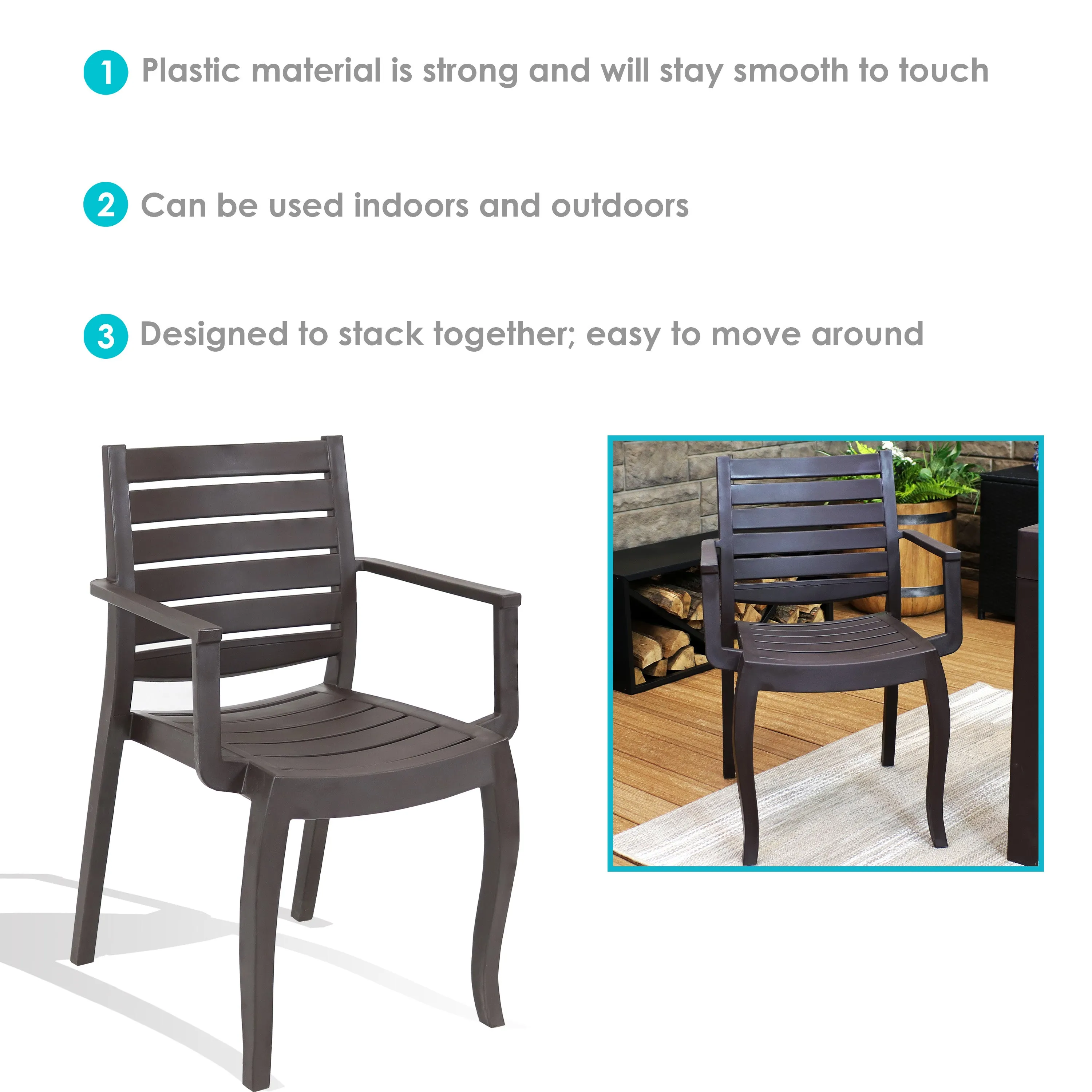 Sunnydaze Illias Plastic Outdoor Dining Armchair