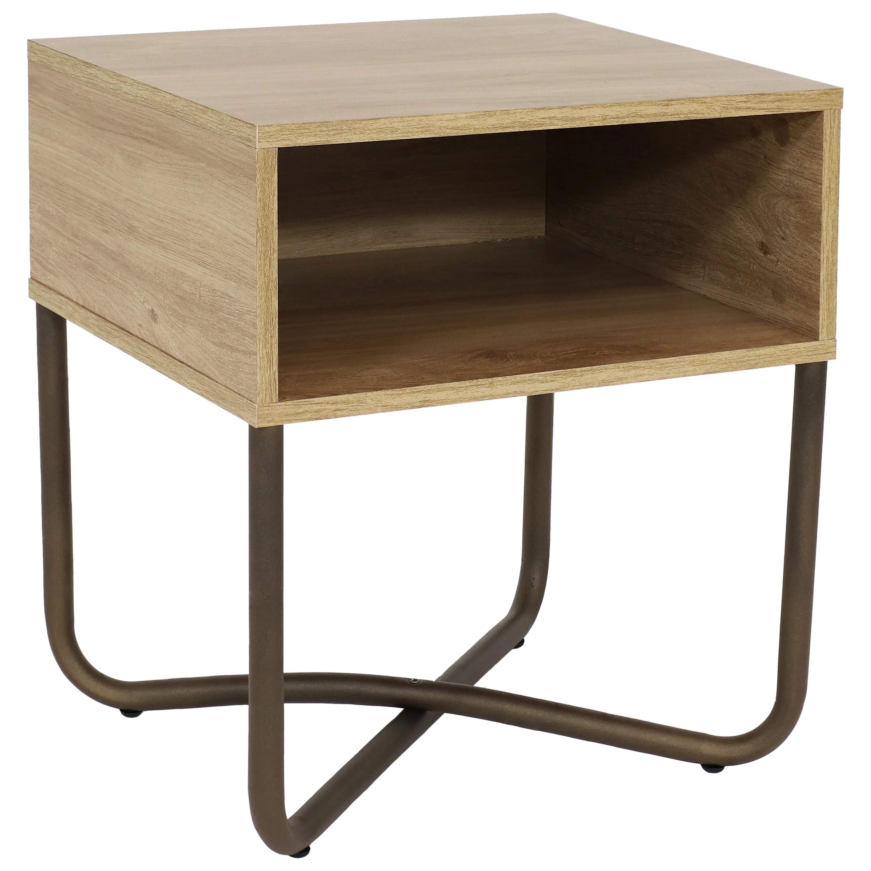 Sunnydaze Industrial Nightstand with Open Shelf - 19.75"