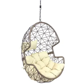 Sunnydaze Lorelei Resin Wicker Hanging Egg Chair with Cushion