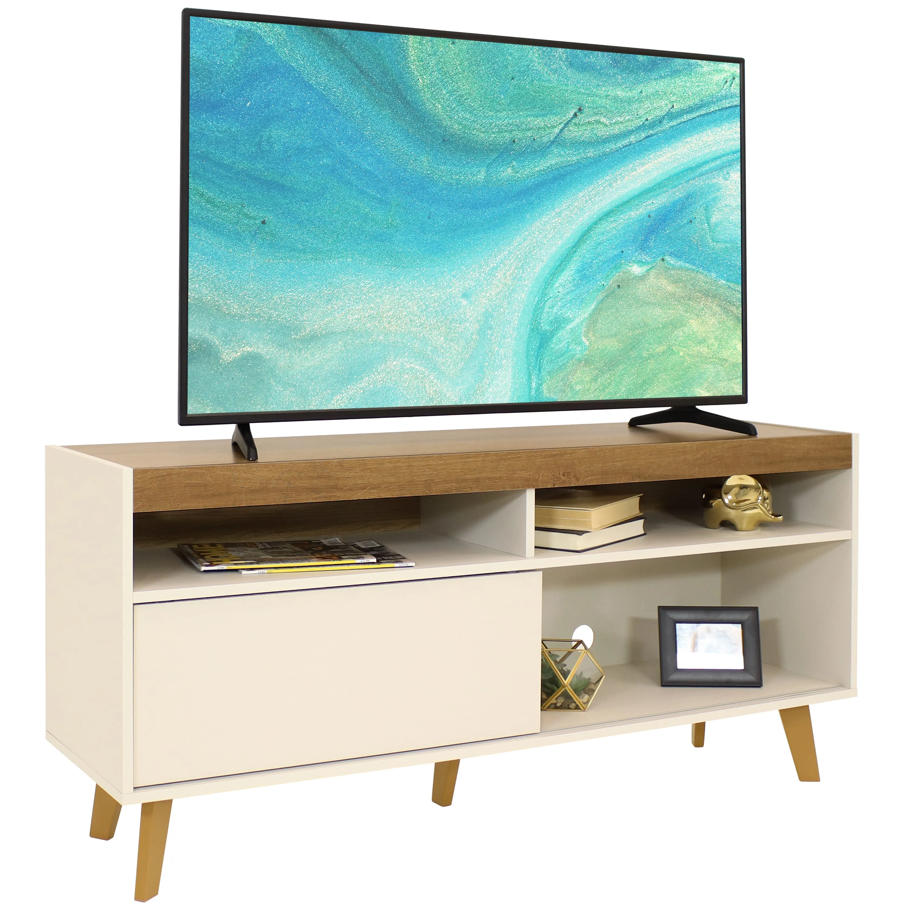 Sunnydaze Mid-Century Modern TV Stand for 58-Inch TV