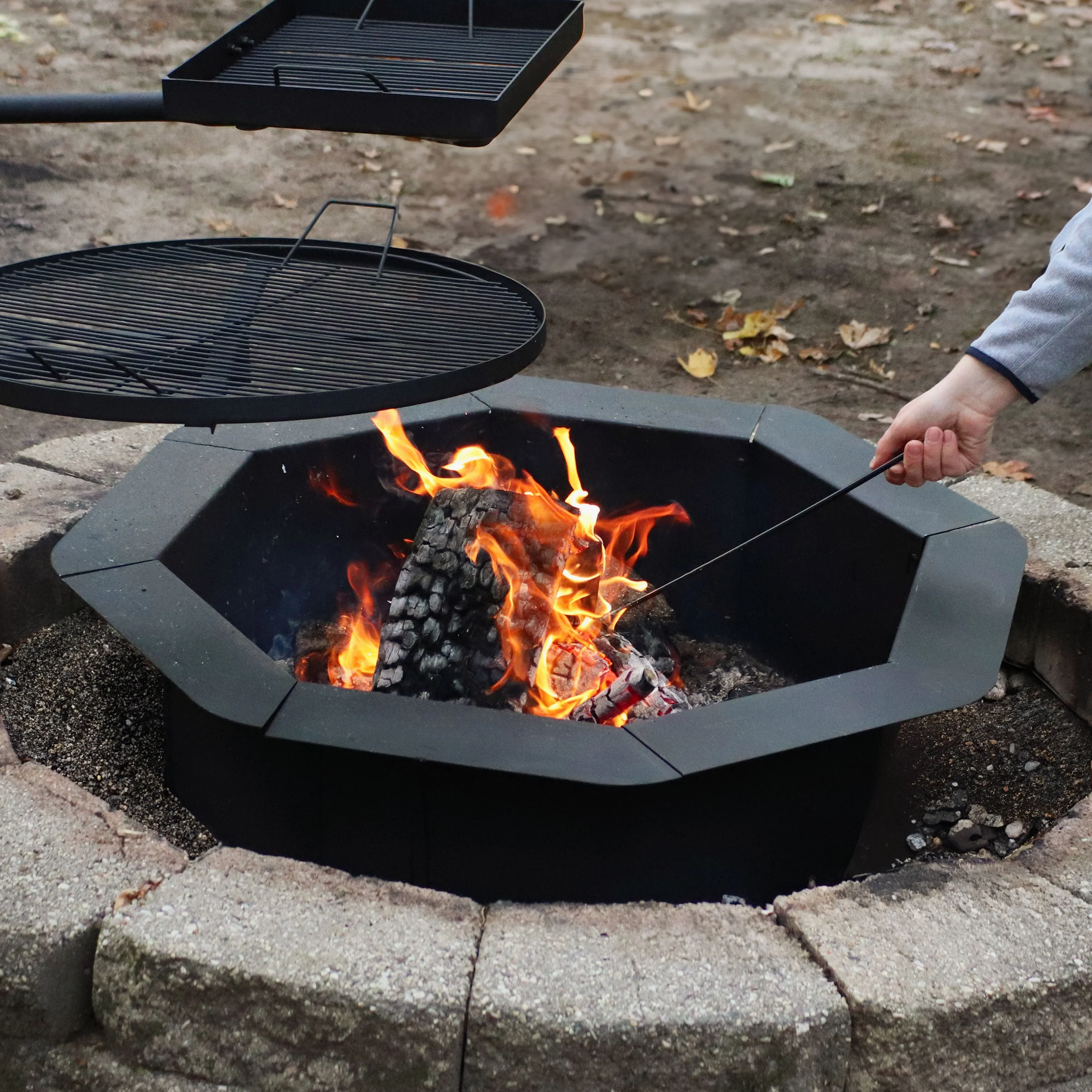 Sunnydaze Octagon Heavy-Duty Steel Fire Pit Ring - 30" Inside Diameter