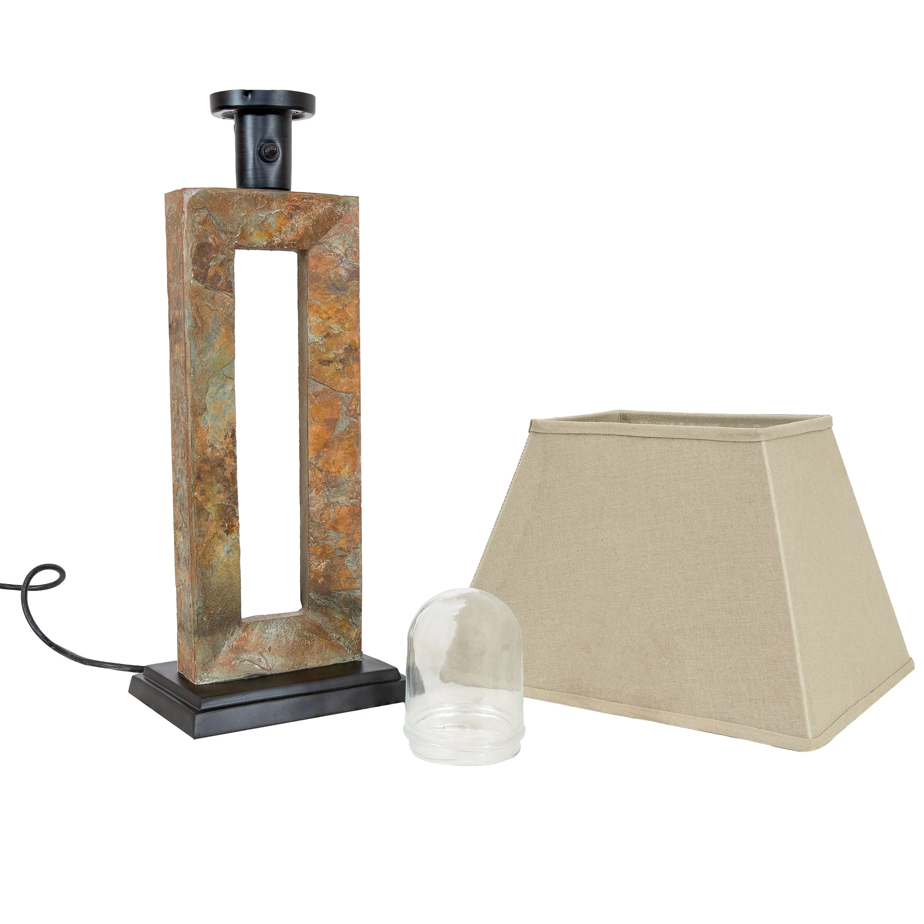 Sunnydaze Open Rectangle Side Table Lamp - Indoor or Outdoor - 31" H