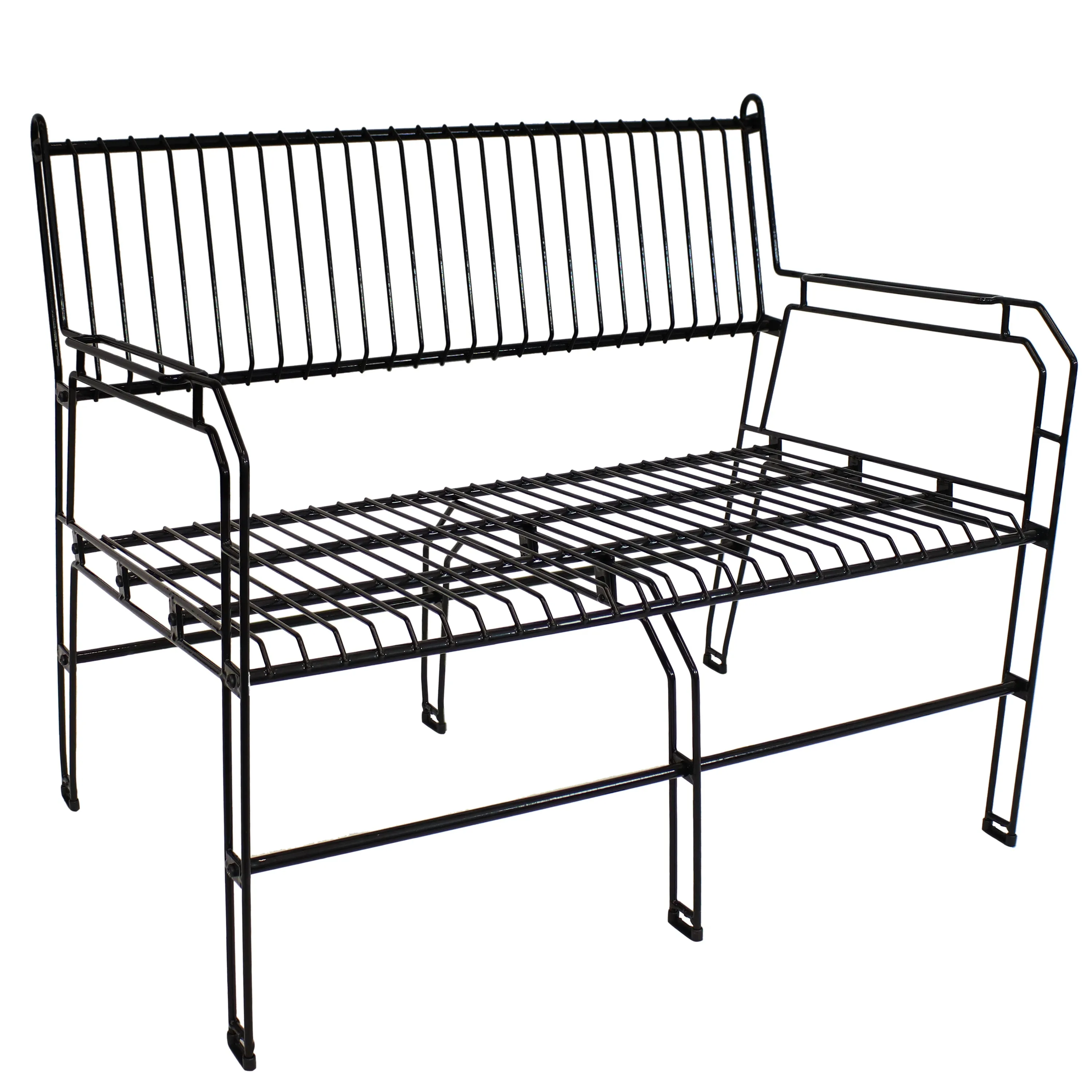 Sunnydaze Outdoor 2-Person Modern Metal Patio Bench - Black