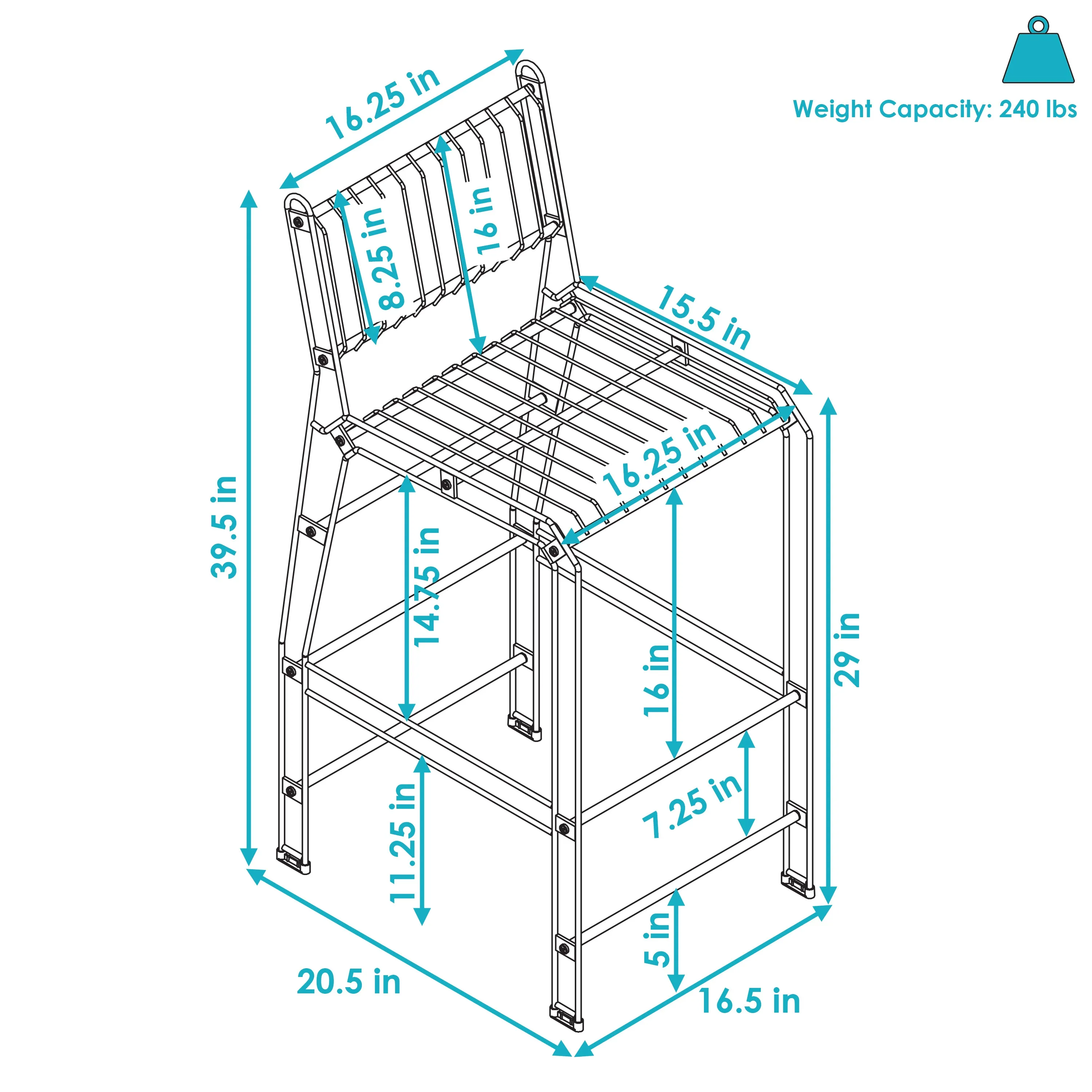 Sunnydaze Outdoor Modern Metal Wire Bar Stool - Black