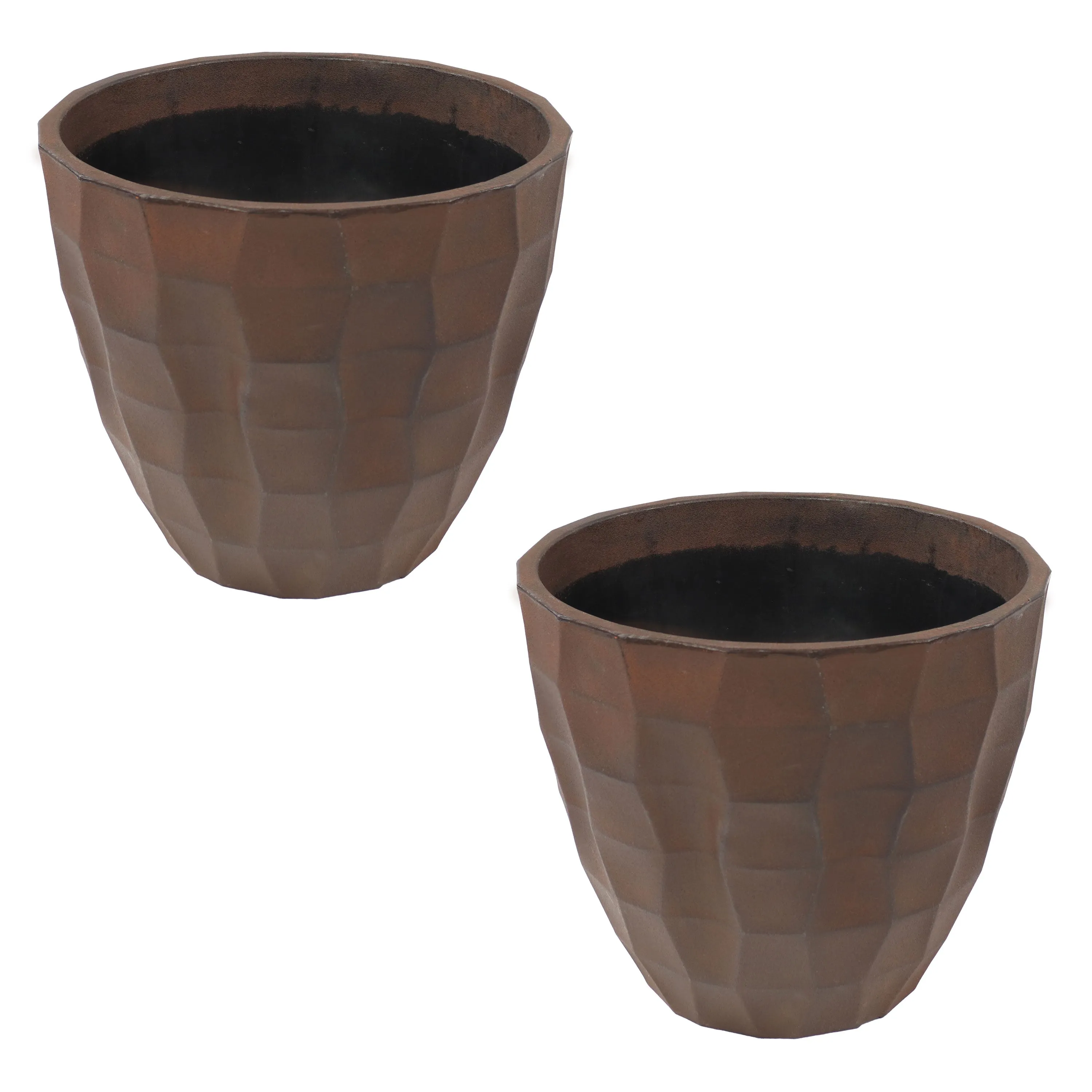 Sunnydaze Pebbled Round Outdoor Planter Pot - Dark Brown - 15.75"