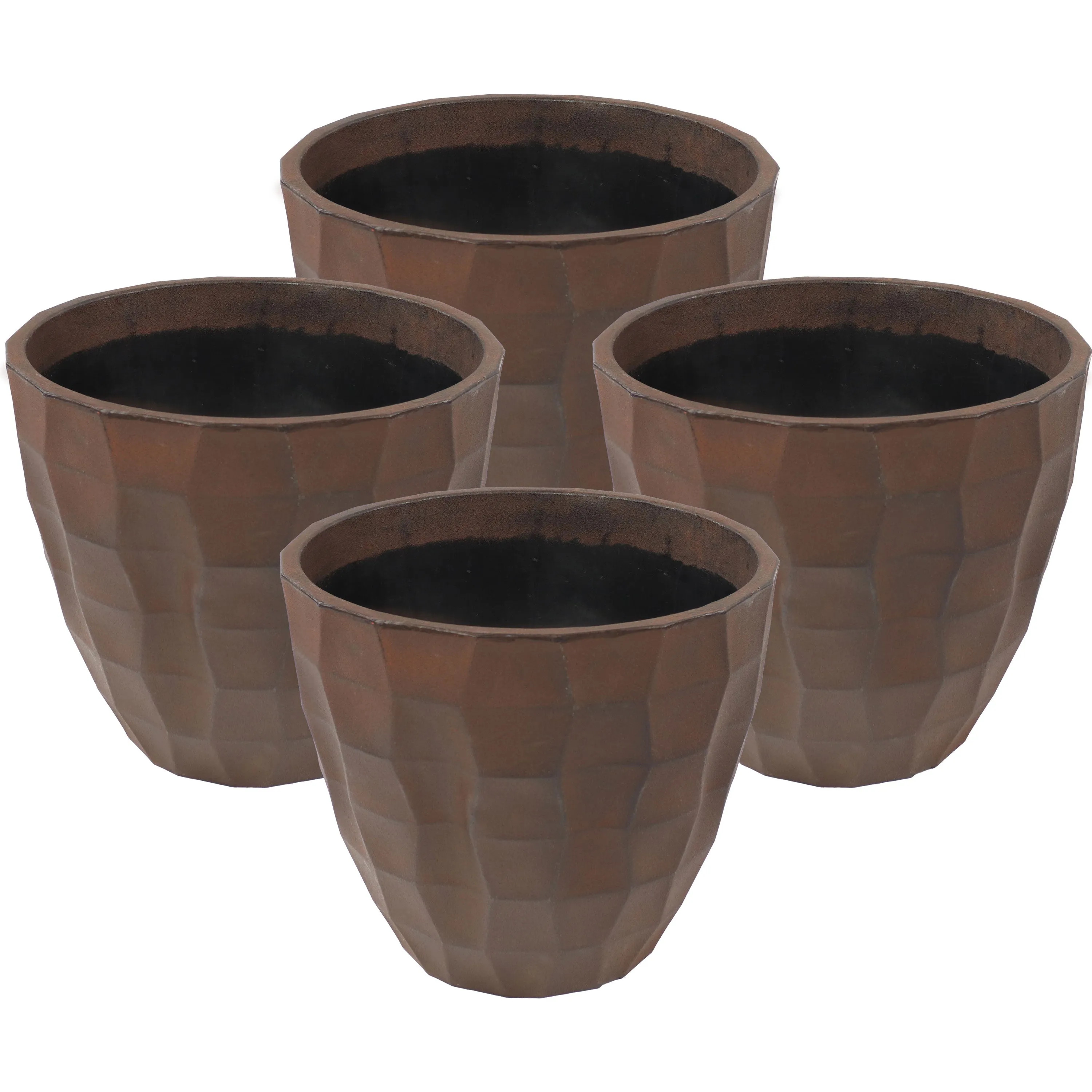 Sunnydaze Pebbled Round Outdoor Planter Pot - Dark Brown - 15.75"