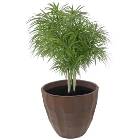 Sunnydaze Pebbled Round Outdoor Planter Pot - Dark Brown - 15.75"