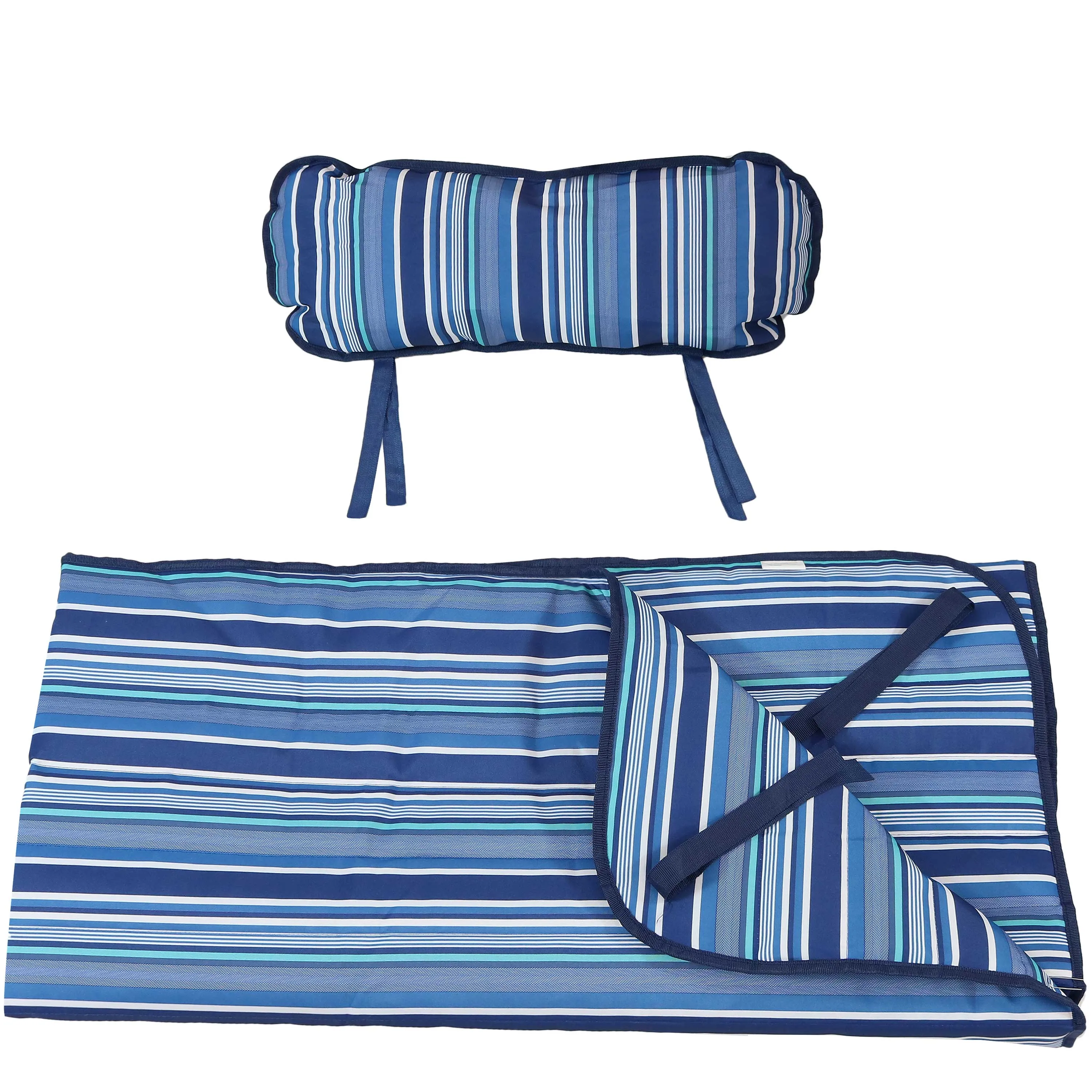 Sunnydaze Polyester Quilted Hammock Pad and Pillow with Modern Pattern - Breakwater Stripe