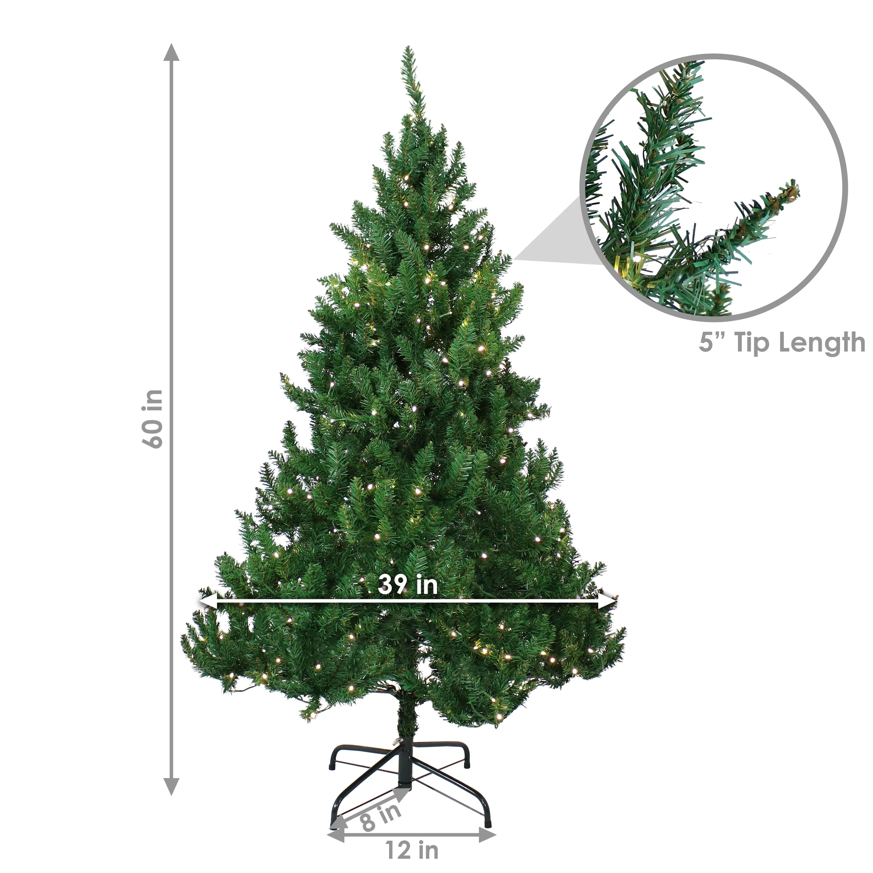 Sunnydaze Pre-Lit Artificial Christmas Tree with Hinged Branches and Stand