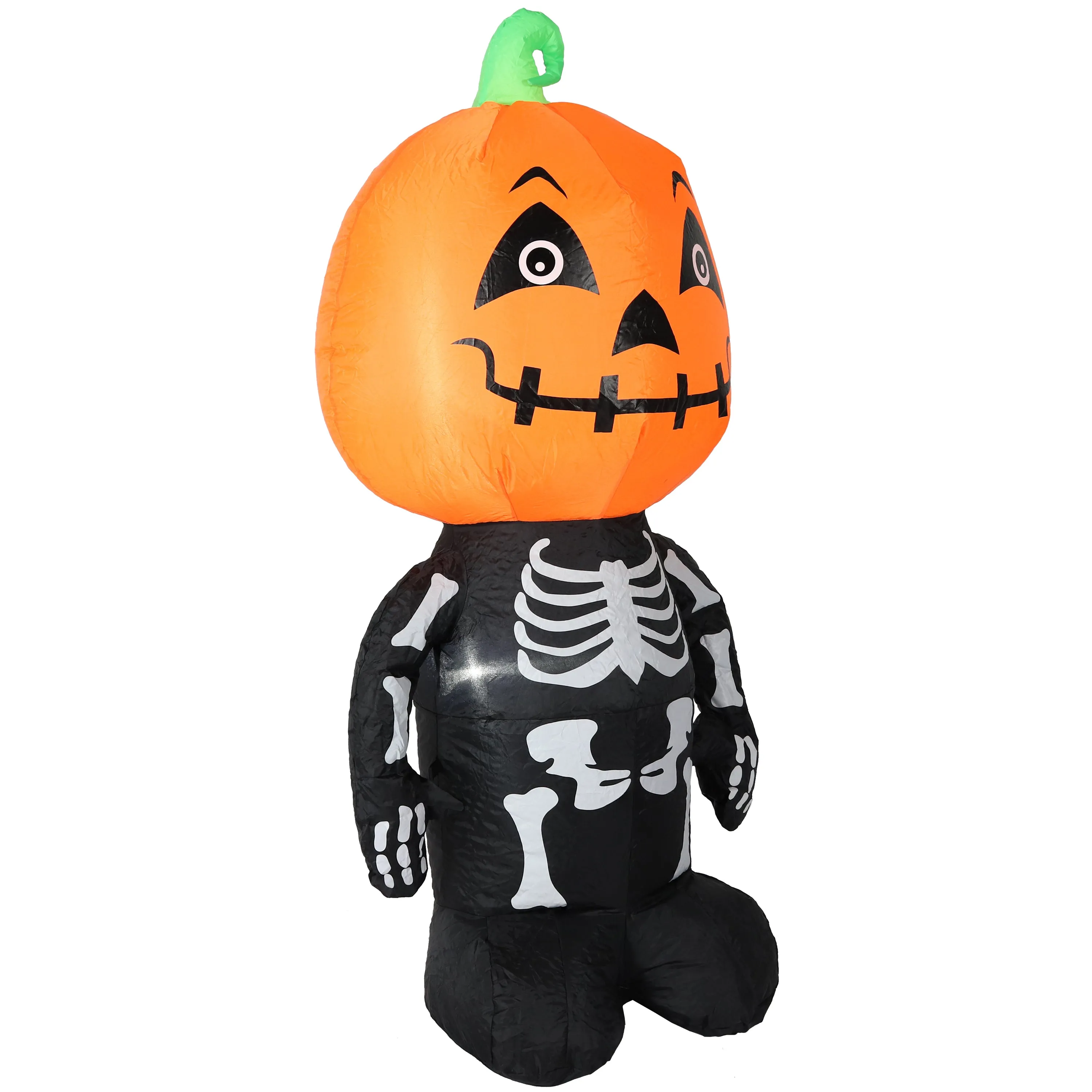 Sunnydaze Pumpkin Head Skeleton Man Inflatable Halloween Decoration - 50" H