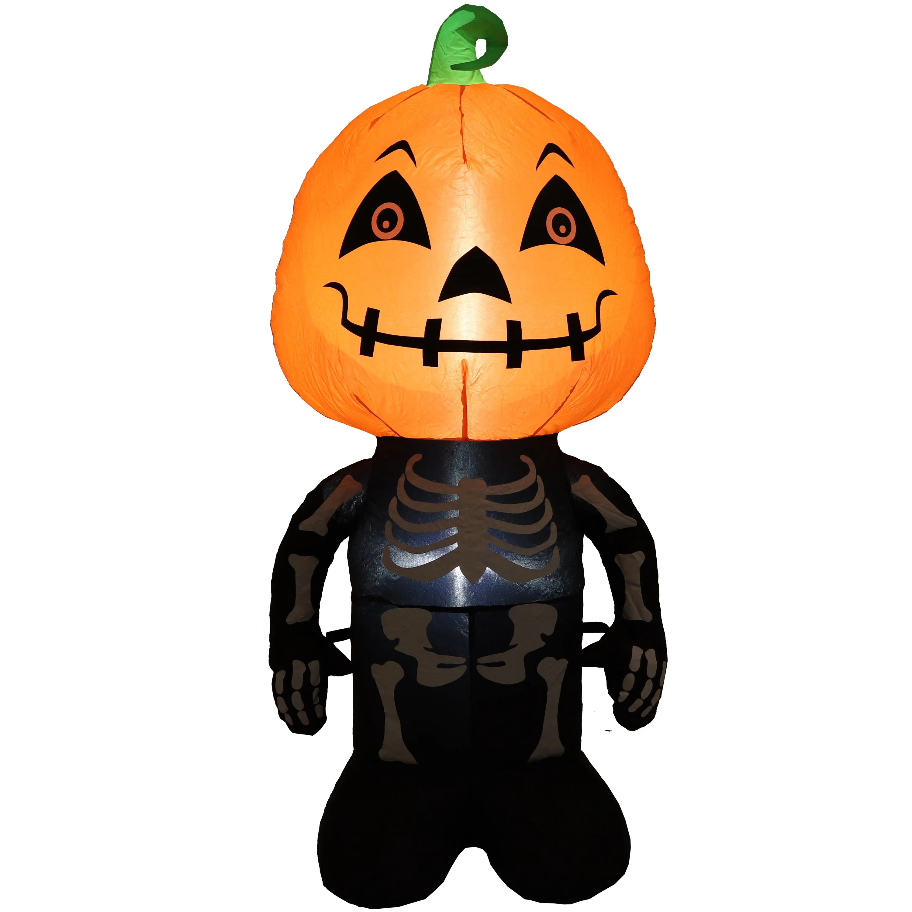 Sunnydaze Pumpkin Head Skeleton Man Inflatable Halloween Decoration - 50" H