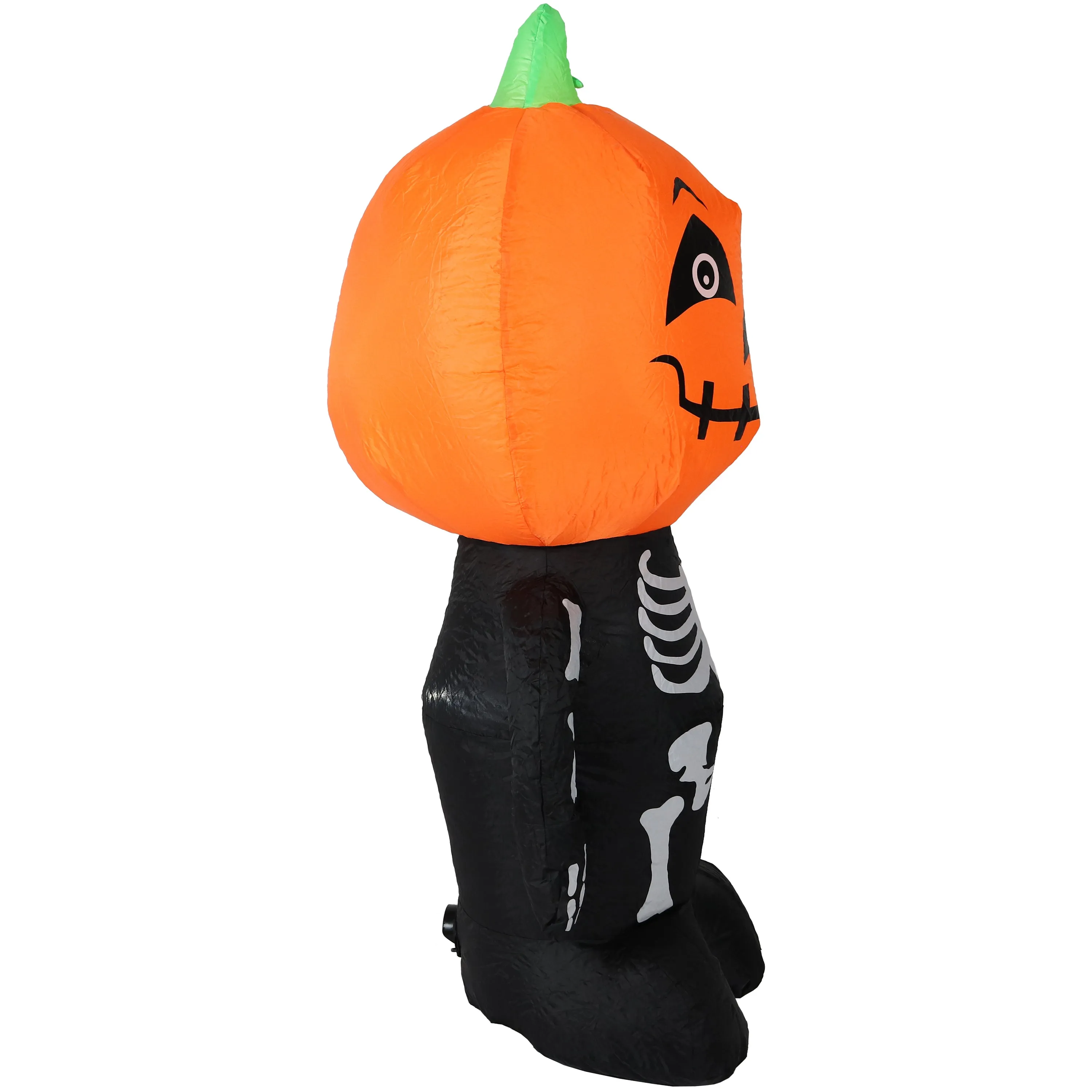 Sunnydaze Pumpkin Head Skeleton Man Inflatable Halloween Decoration - 50" H