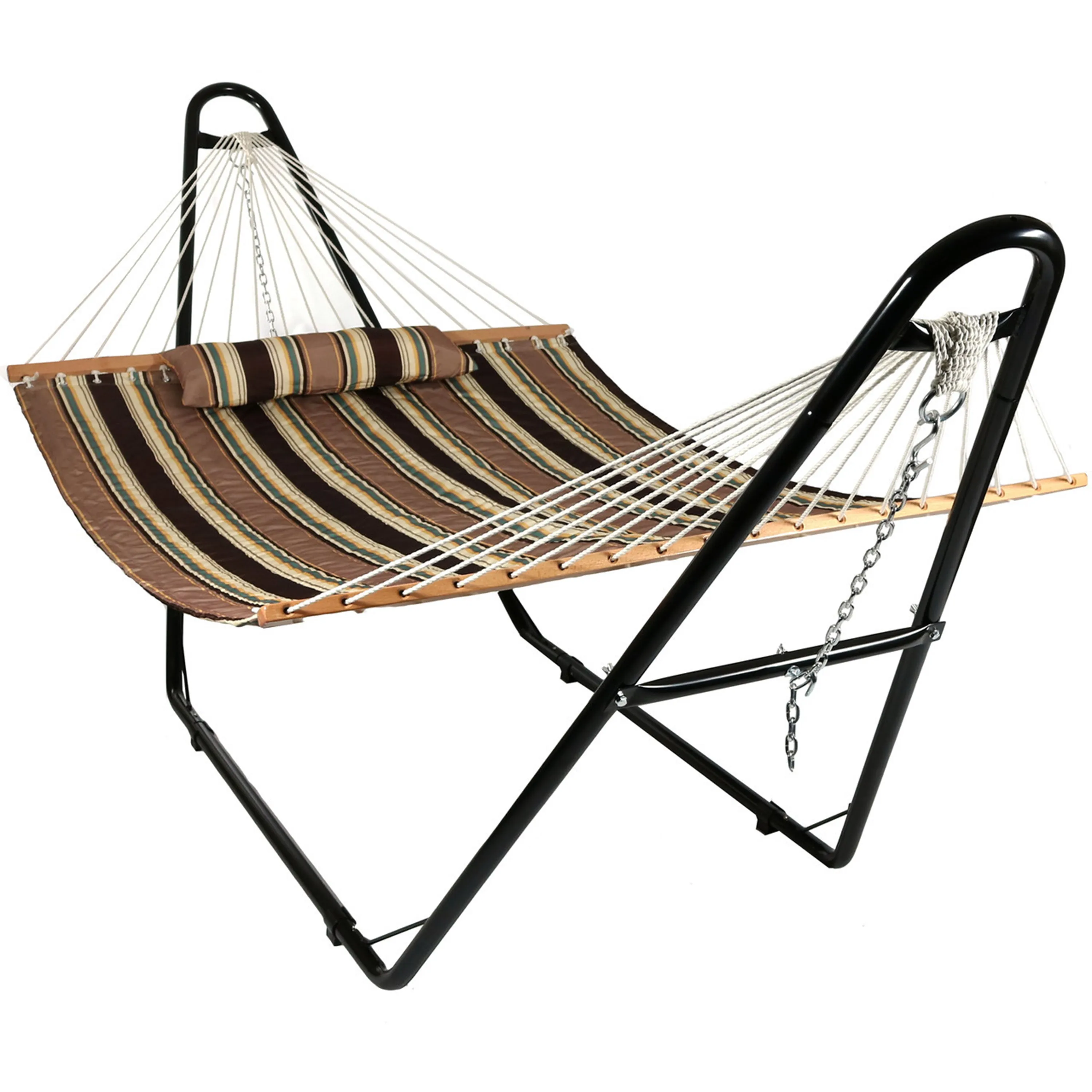 Sunnydaze Quilted 2-Person Hammock with Multi-Use Universal Stand