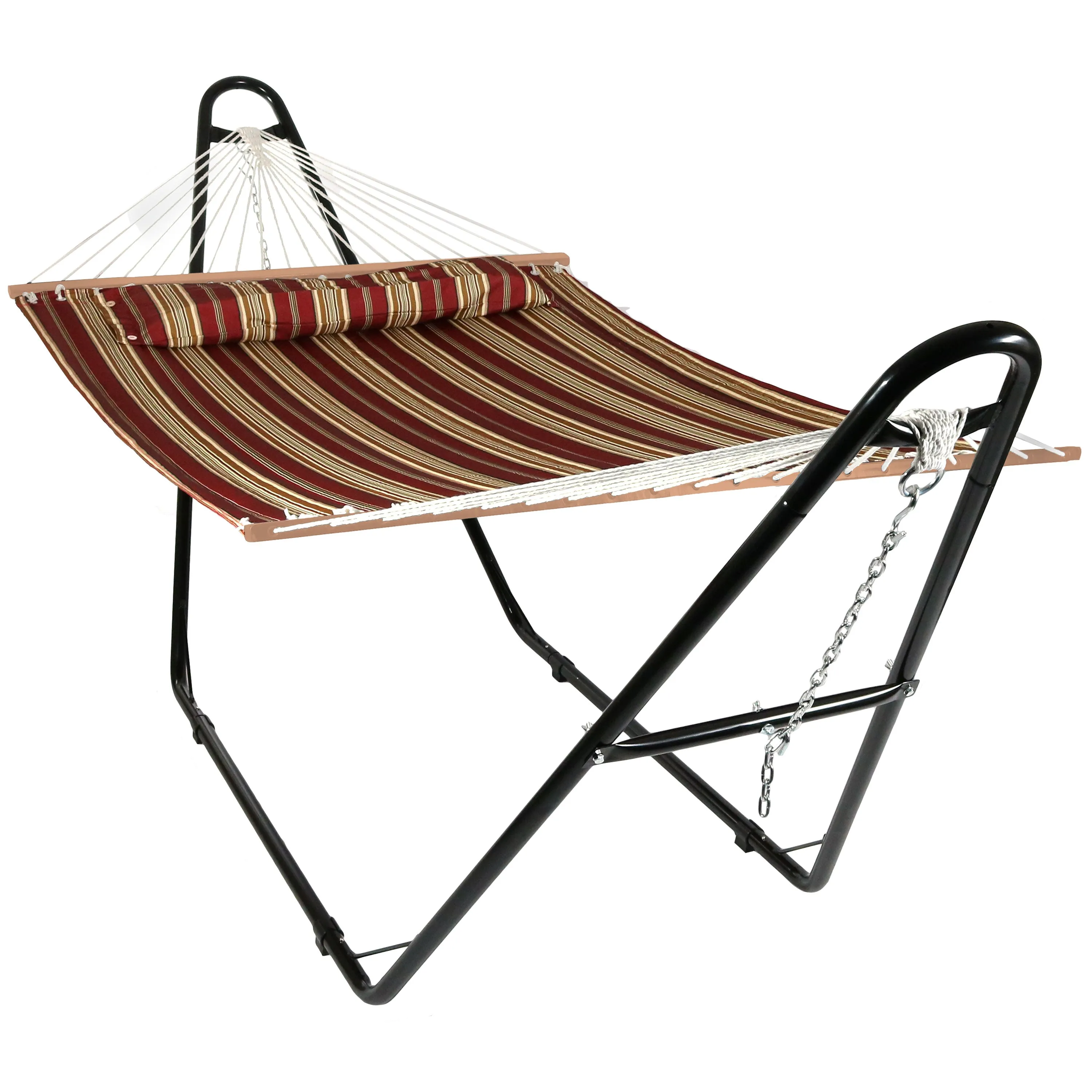 Sunnydaze Quilted 2-Person Hammock with Multi-Use Universal Stand