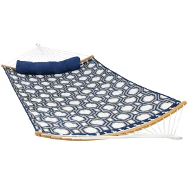 Sunnydaze Quilted Hammock with Curved Bamboo Spreader Bar and Pillow