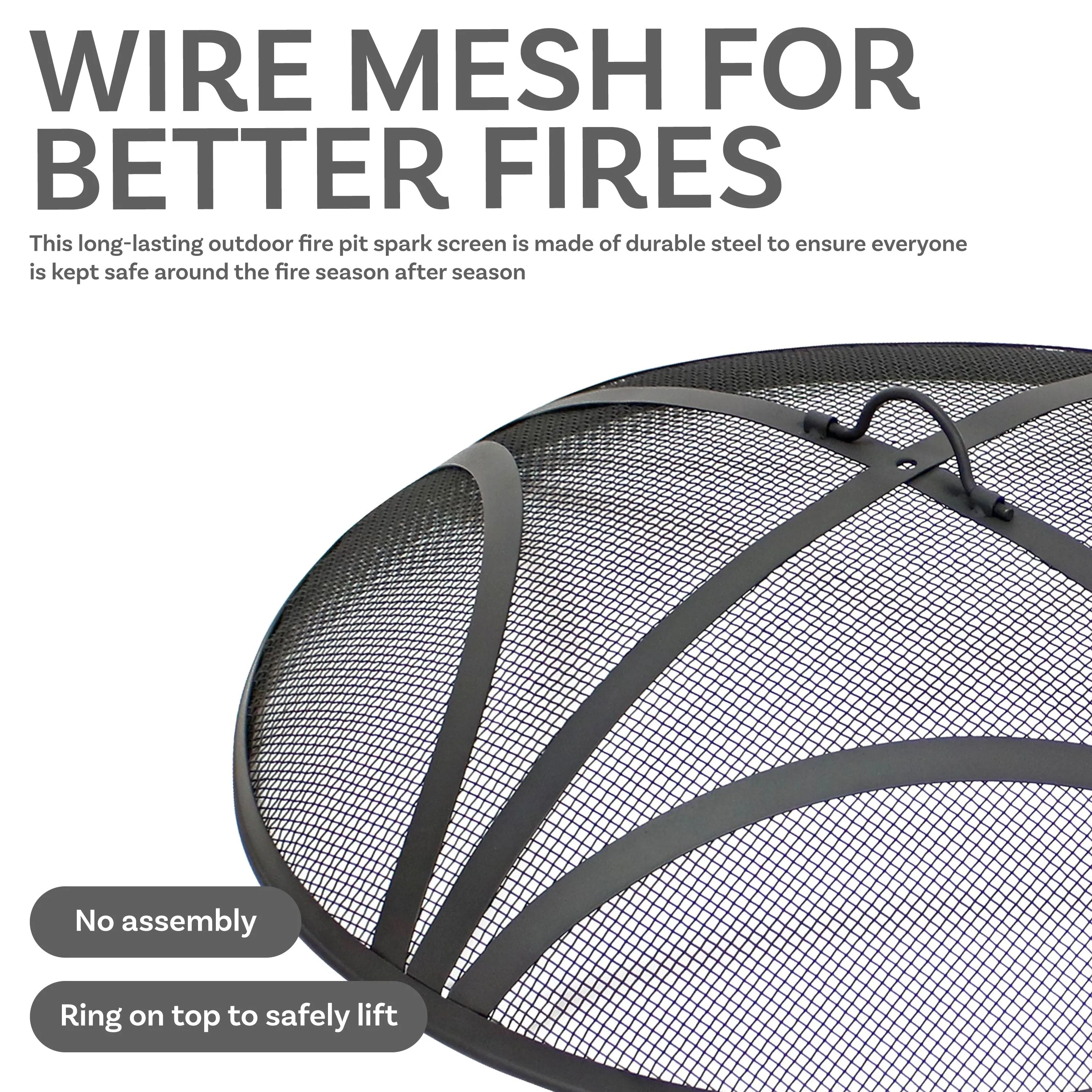 Sunnydaze Reinforced Steel Mesh Outdoor Fire Pit Spark Screen