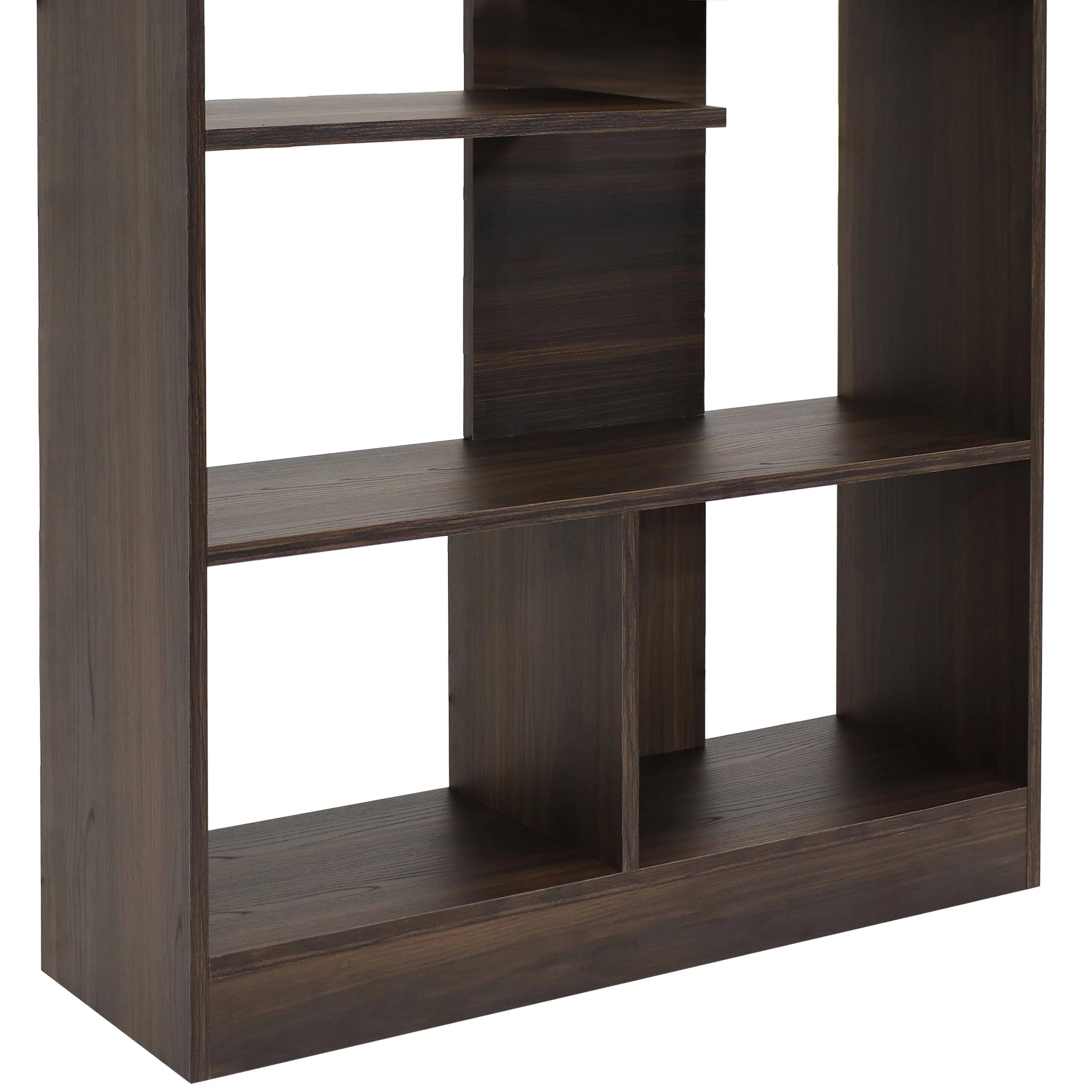 Sunnydaze Rosalee 9-Tier Open-Back Bookshelf with Staggered Shelves