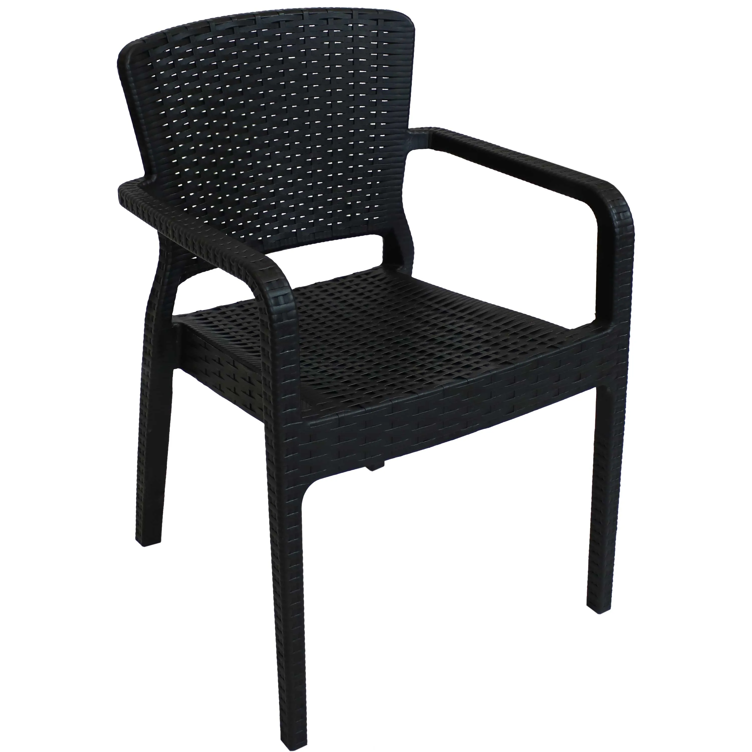 Sunnydaze Segonia All-Weather Plastic Stackable Dining Armchair - Black