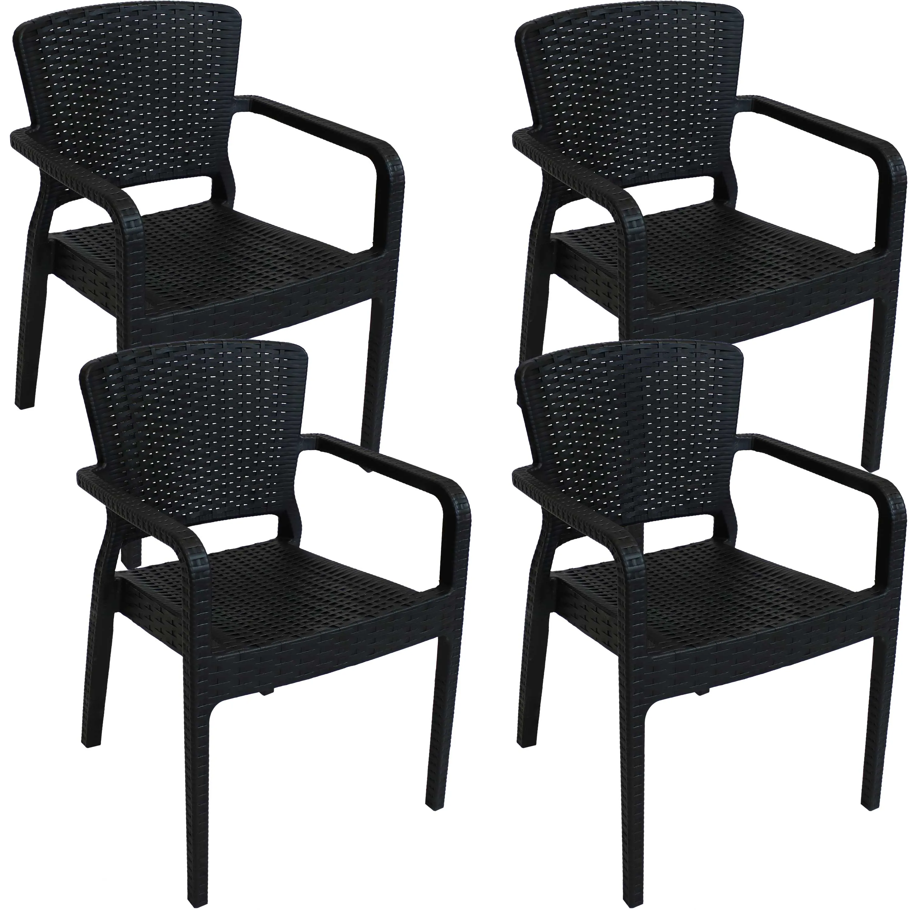 Sunnydaze Segonia All-Weather Plastic Stackable Dining Armchair - Black