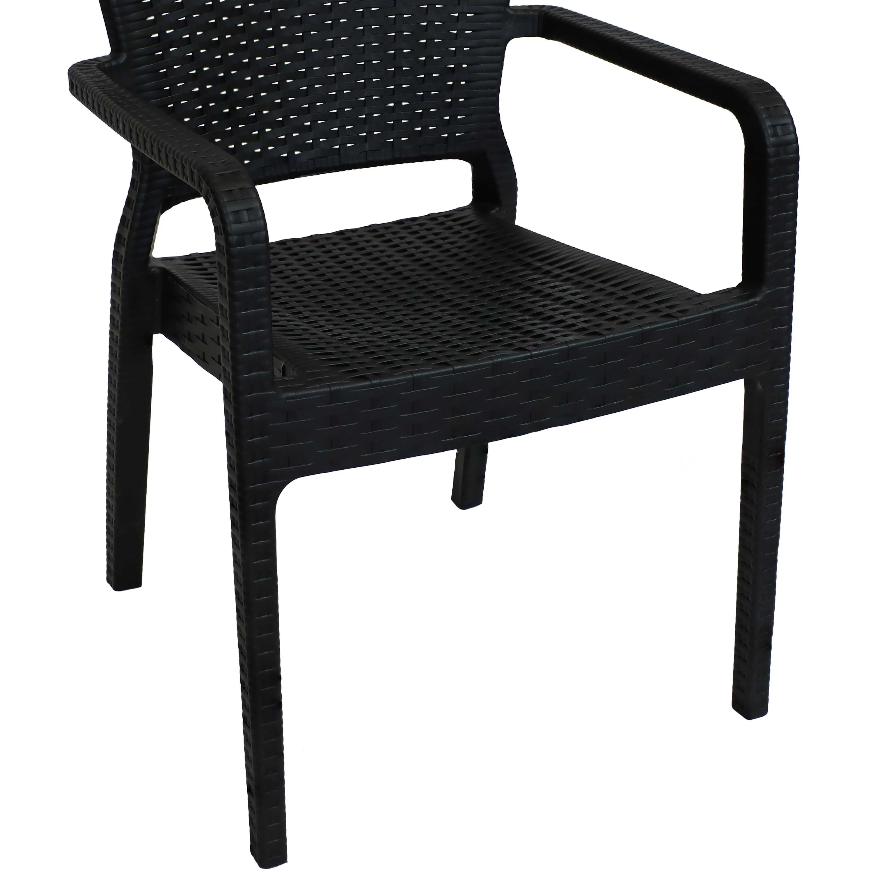 Sunnydaze Segonia All-Weather Plastic Stackable Dining Armchair - Black