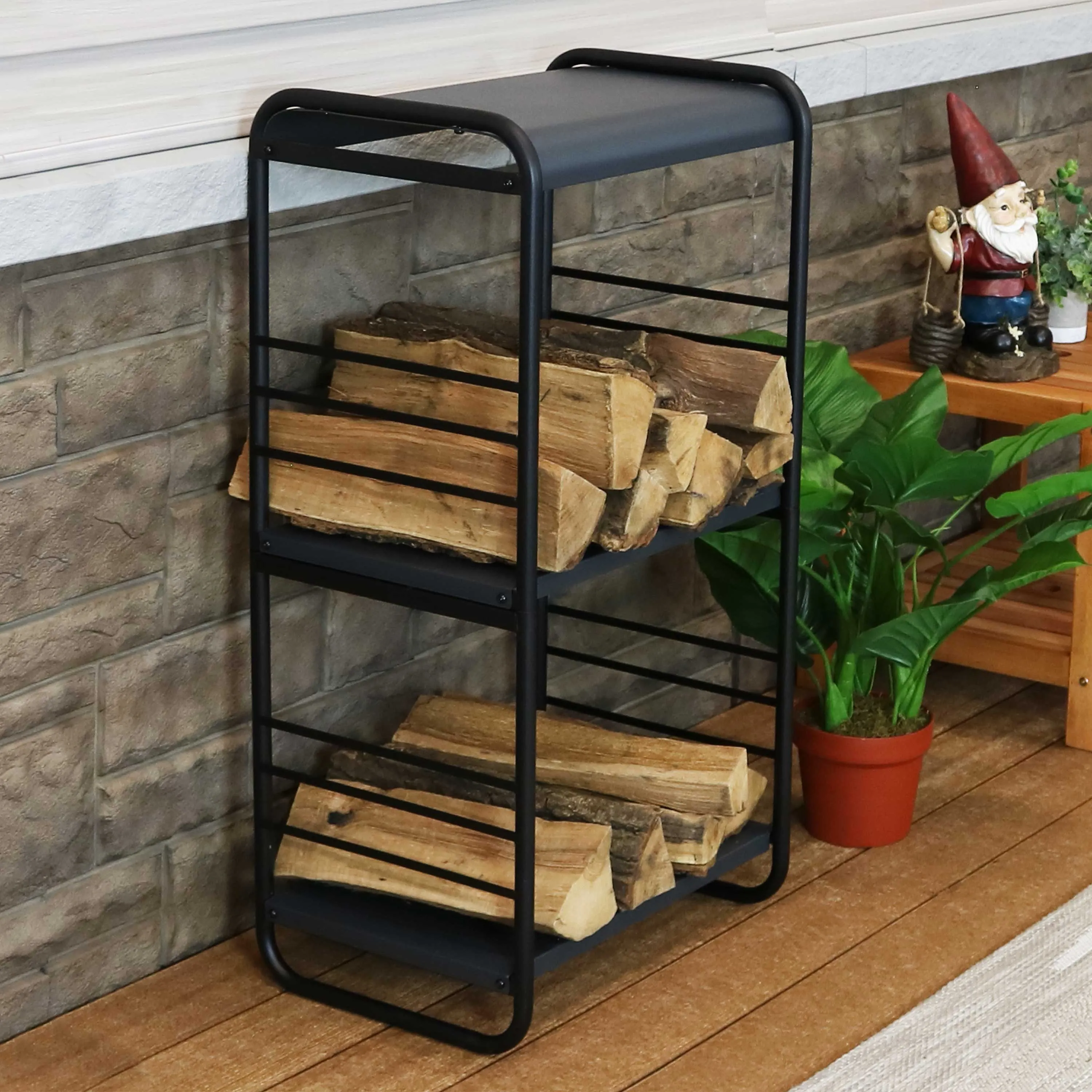 Sunnydaze Tall Modern Firewood Holder - 36"