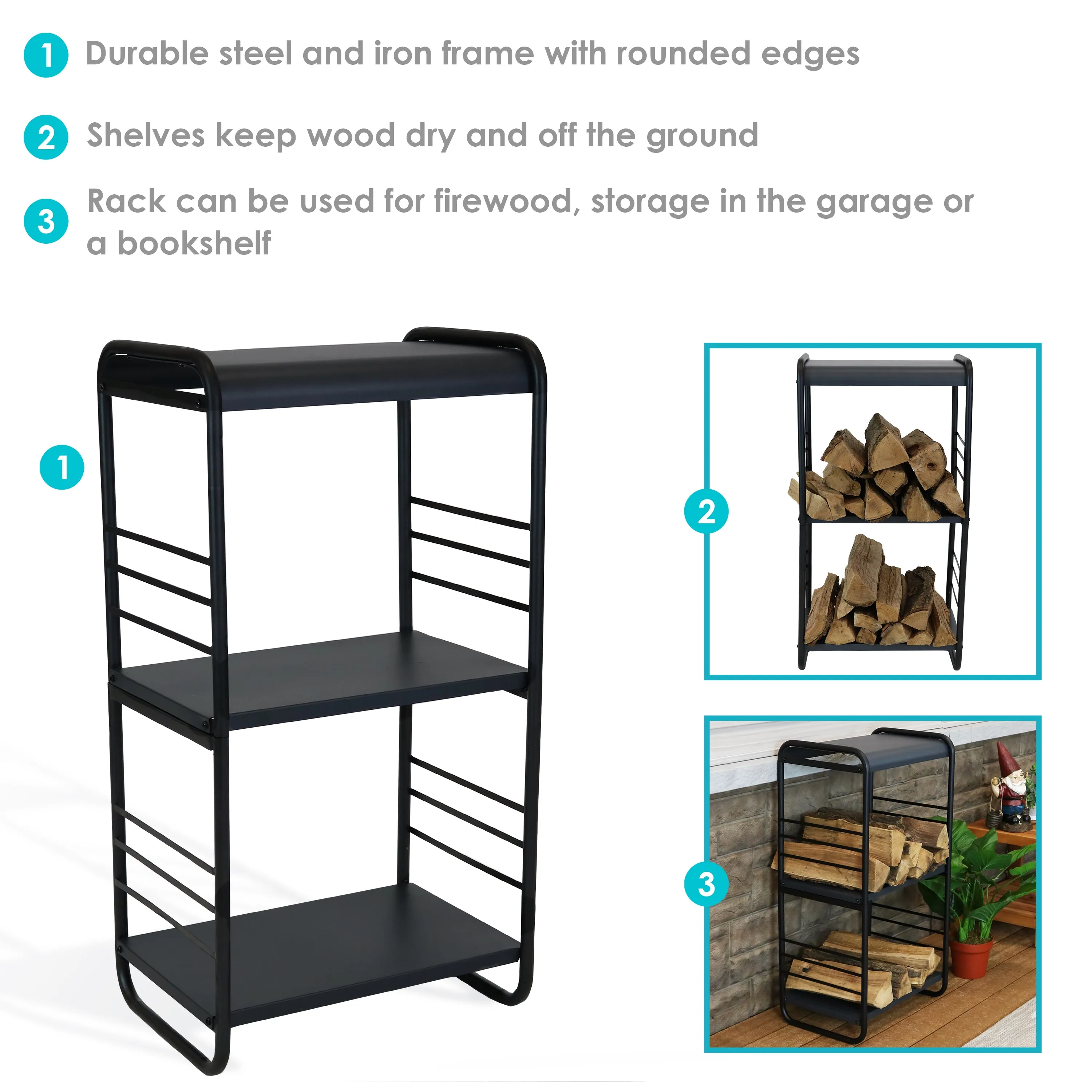 Sunnydaze Tall Modern Firewood Holder - 36"