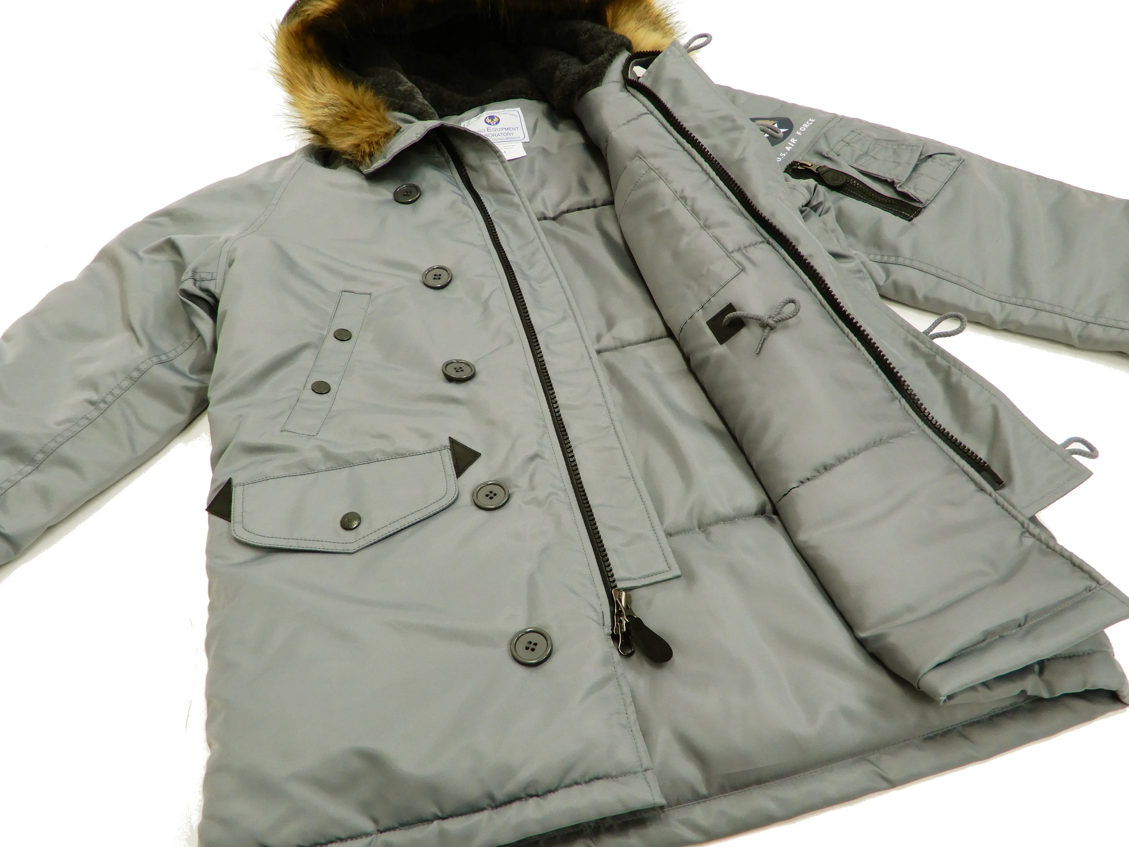 Tedman N-3B Parka Men's Winter Padded Coat Jacket with Patch TN3B-070 TN3-B-070 Gray