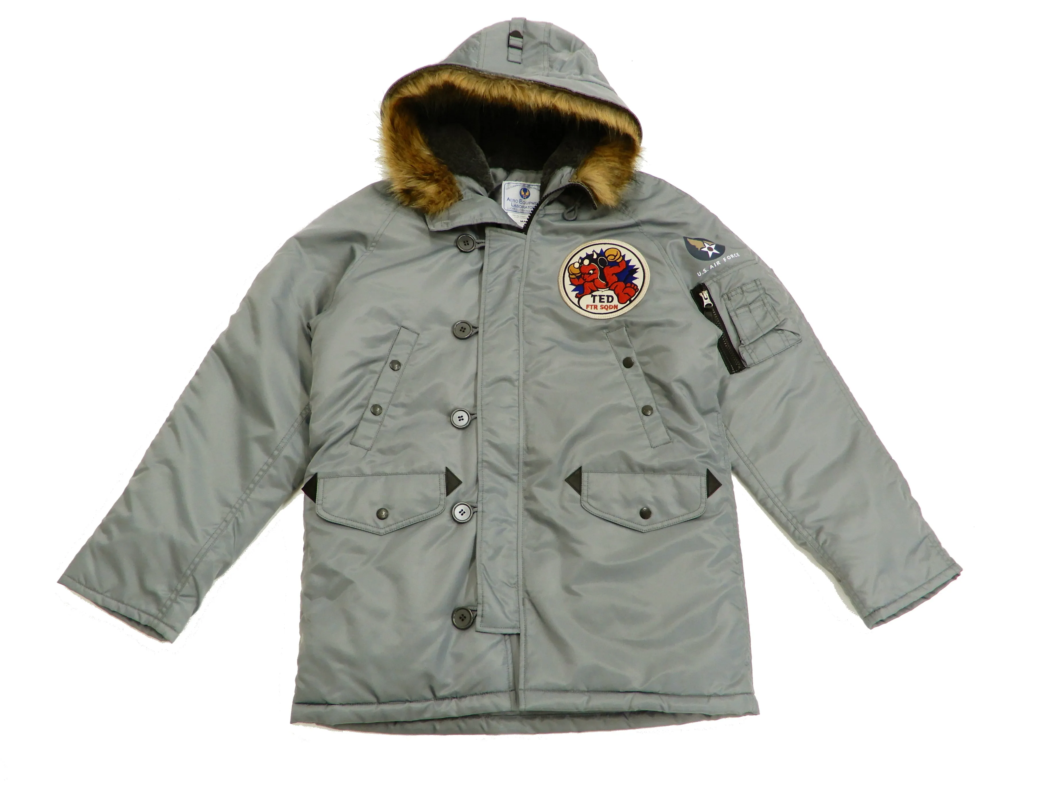 Tedman N-3B Parka Men's Winter Padded Coat Jacket with Patch TN3B-070 TN3-B-070 Gray