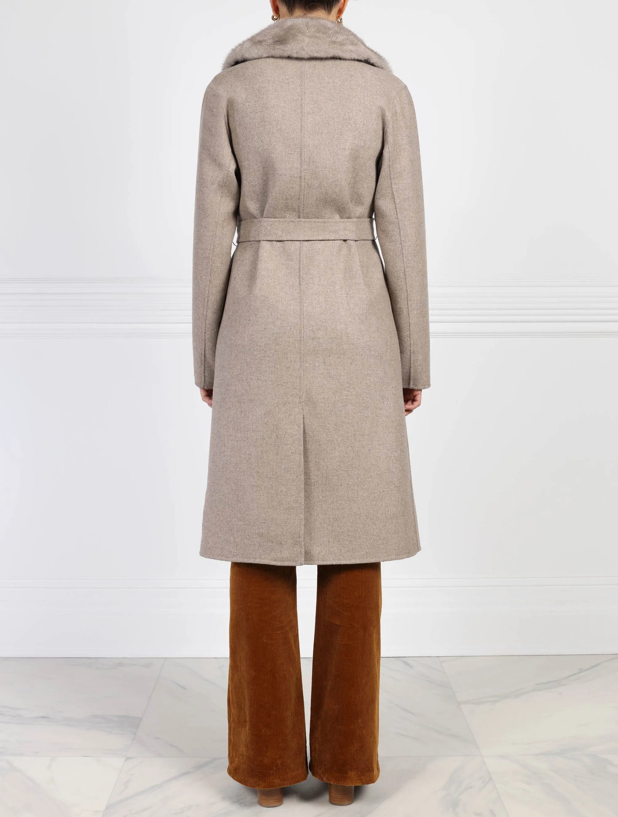 The Aubrey Wool Blend Coat with Mink Fur Collar