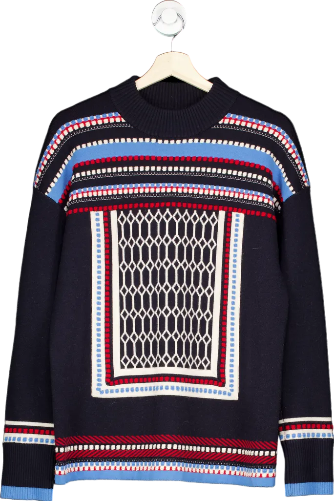 Tory Burch Black & Multi-Stripe Knit Jumper Size M