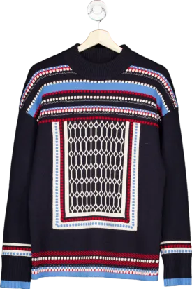 Tory Burch Black & Multi-Stripe Knit Jumper Size M