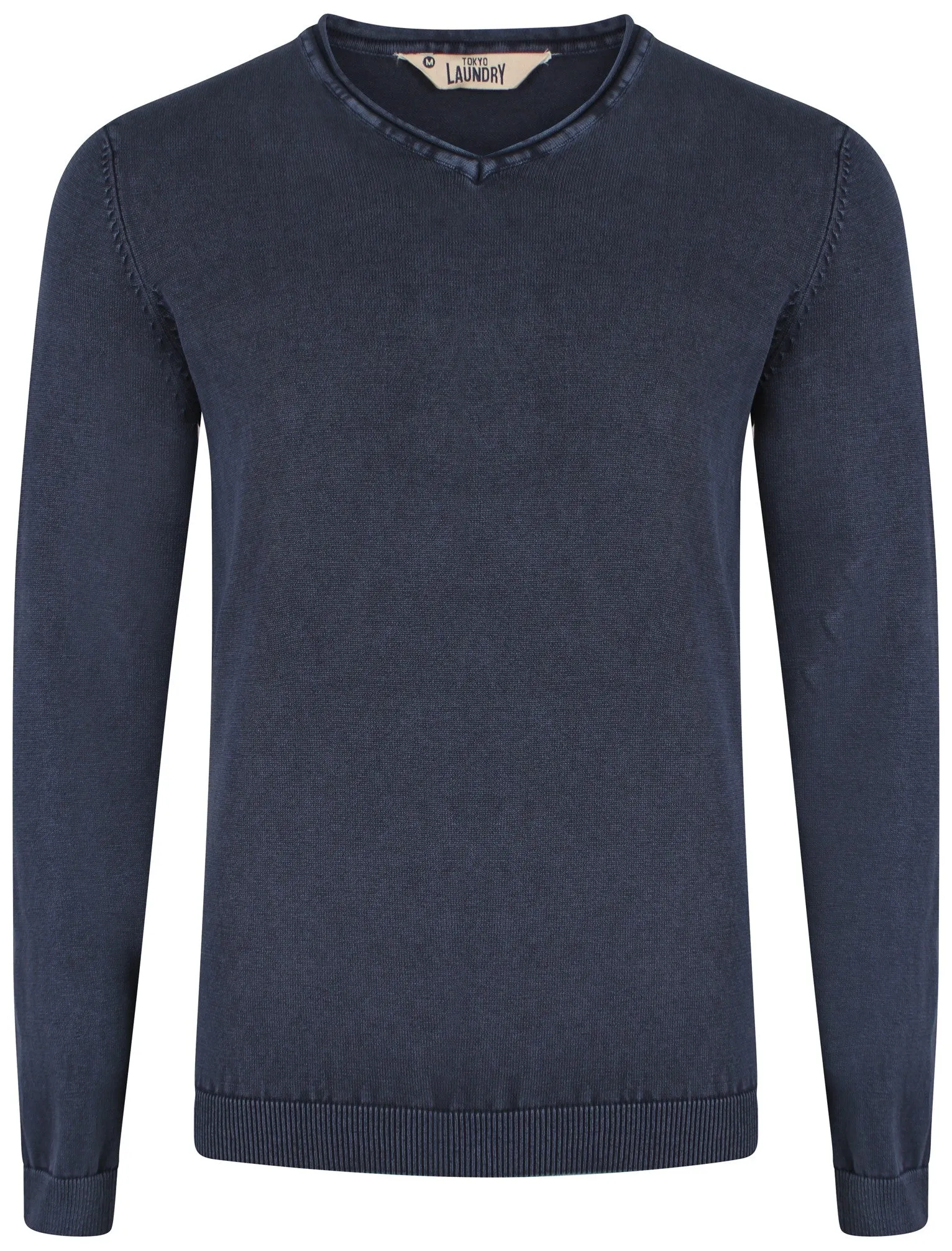 V-neck Jumper in Blue Acid Wash - Tokyo Laundry