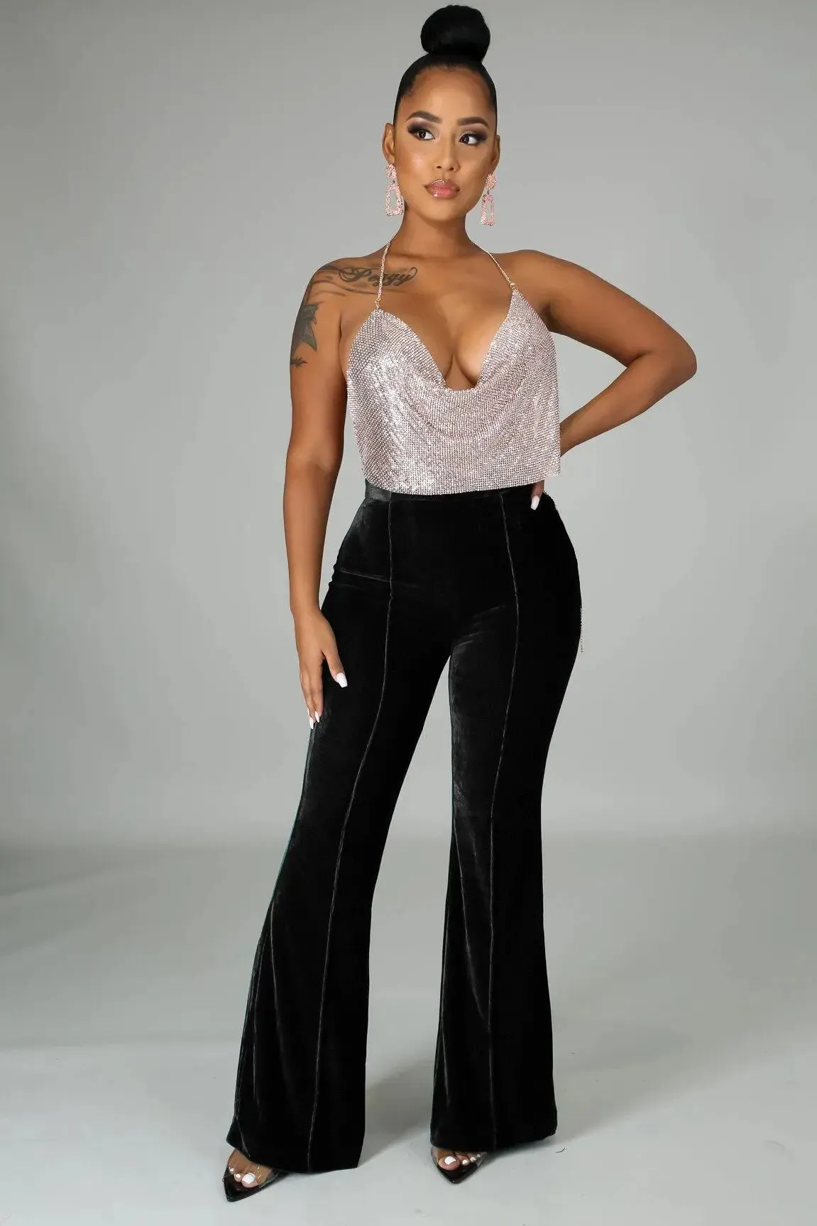 Velvety High Waist Trousers