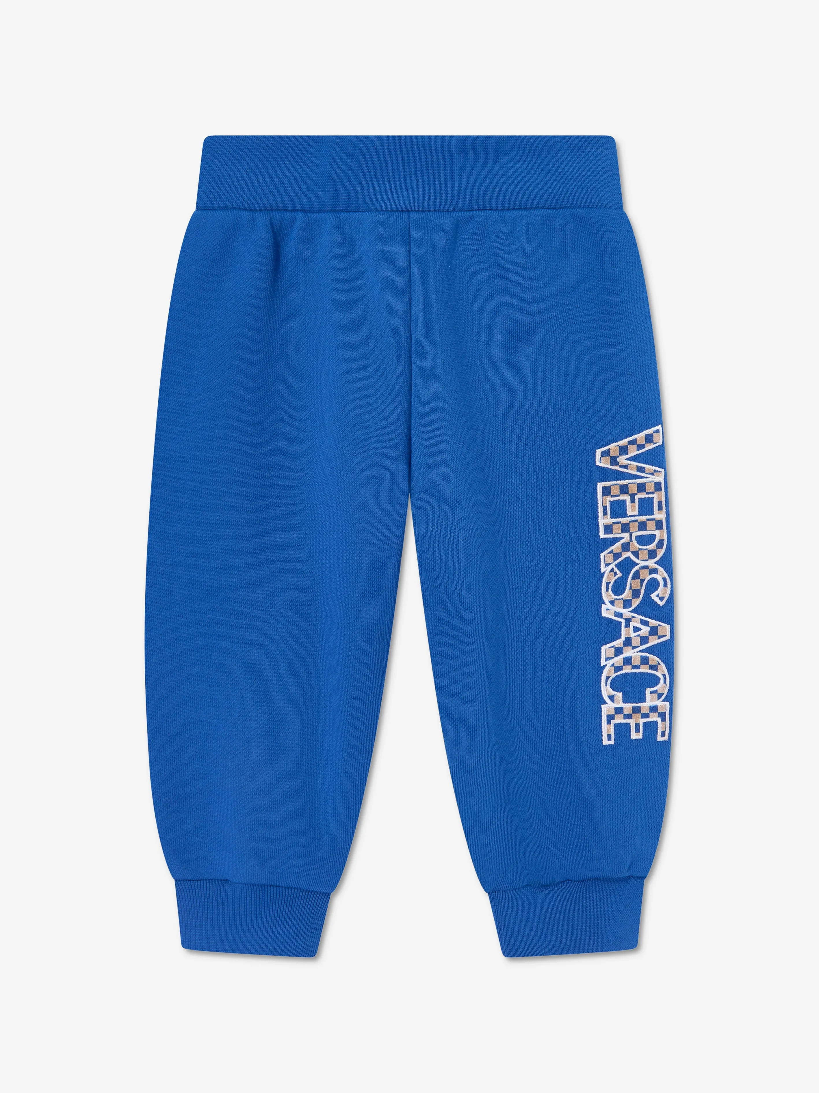 Versace Baby Boys Damier Logo Joggers in Blue