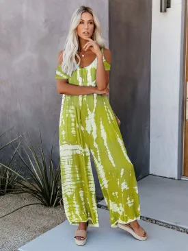 Vibrant Geometric Tie Dye Cut Out Jumpsuit- By Lustmia