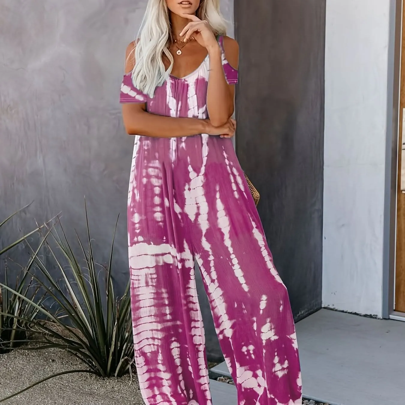 Vibrant Geometric Tie Dye Cut Out Jumpsuit- By Lustmia