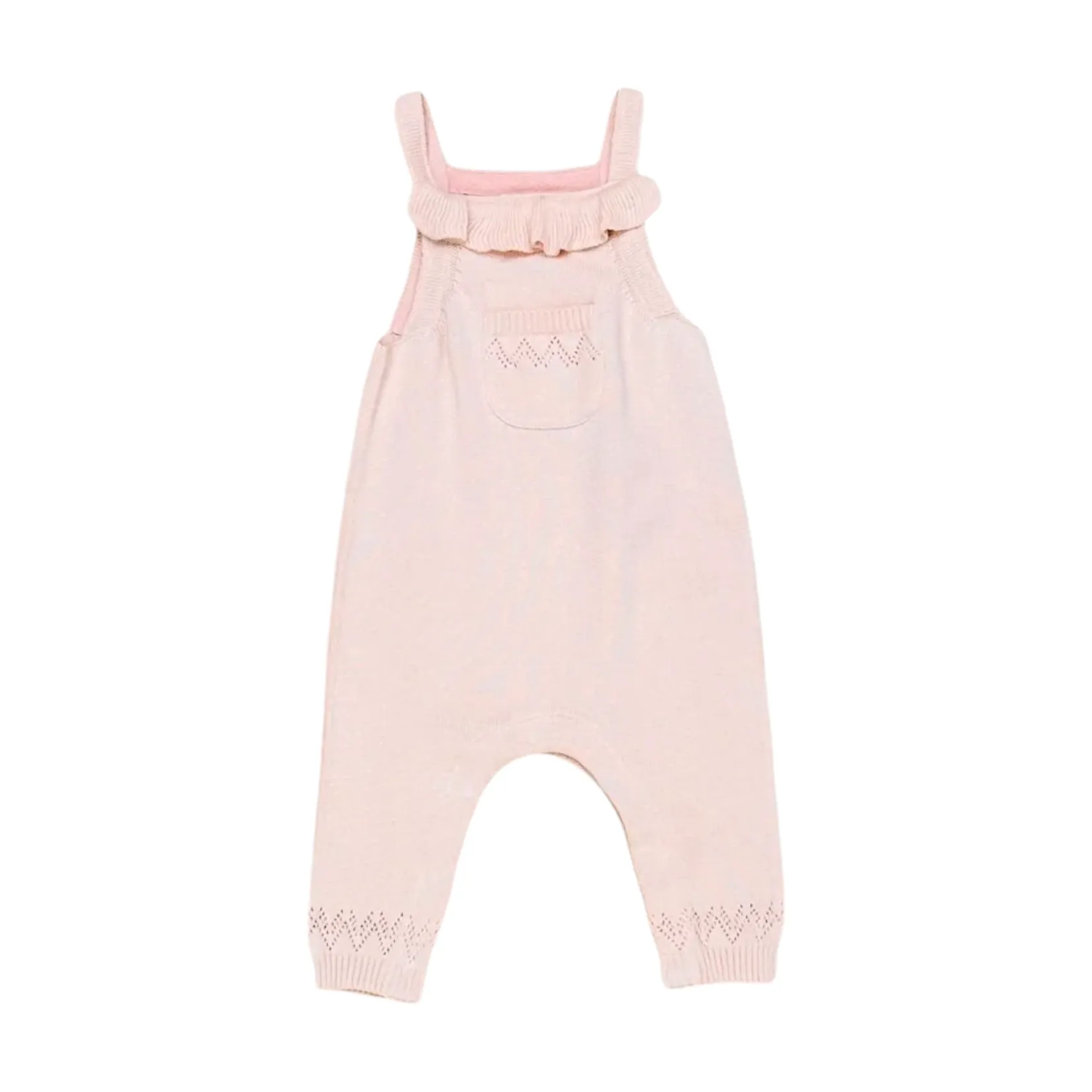 Viverano Organics Ruffle Pointelle Knit Overall & Bodysuit Set