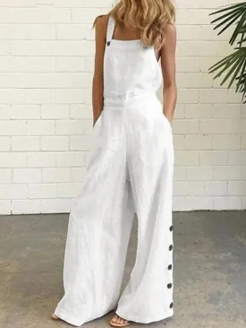 White loose and flare jumper overall